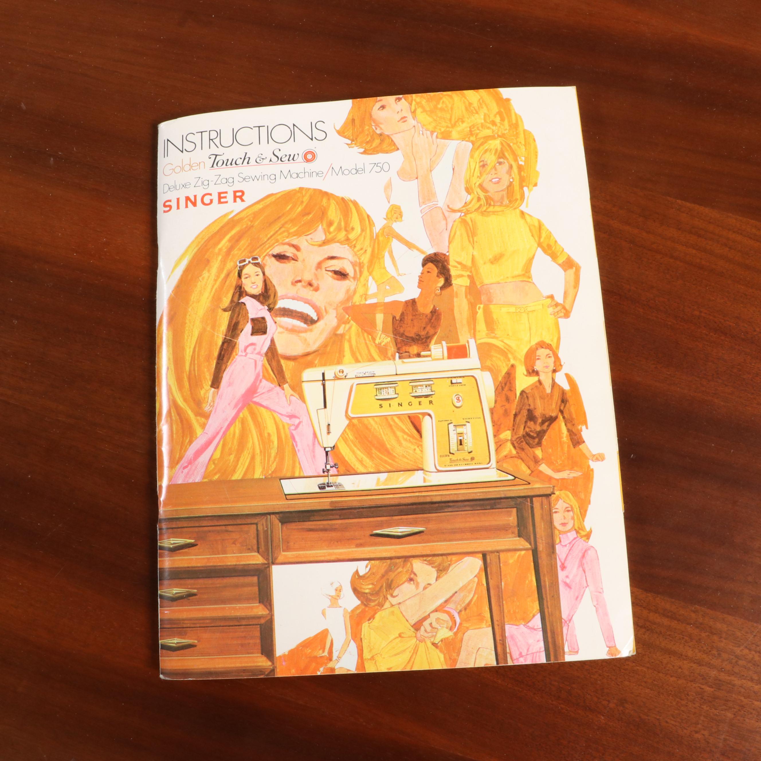 Singer Deluxe Zig-Zag Sewing Machine in Walnut Desk