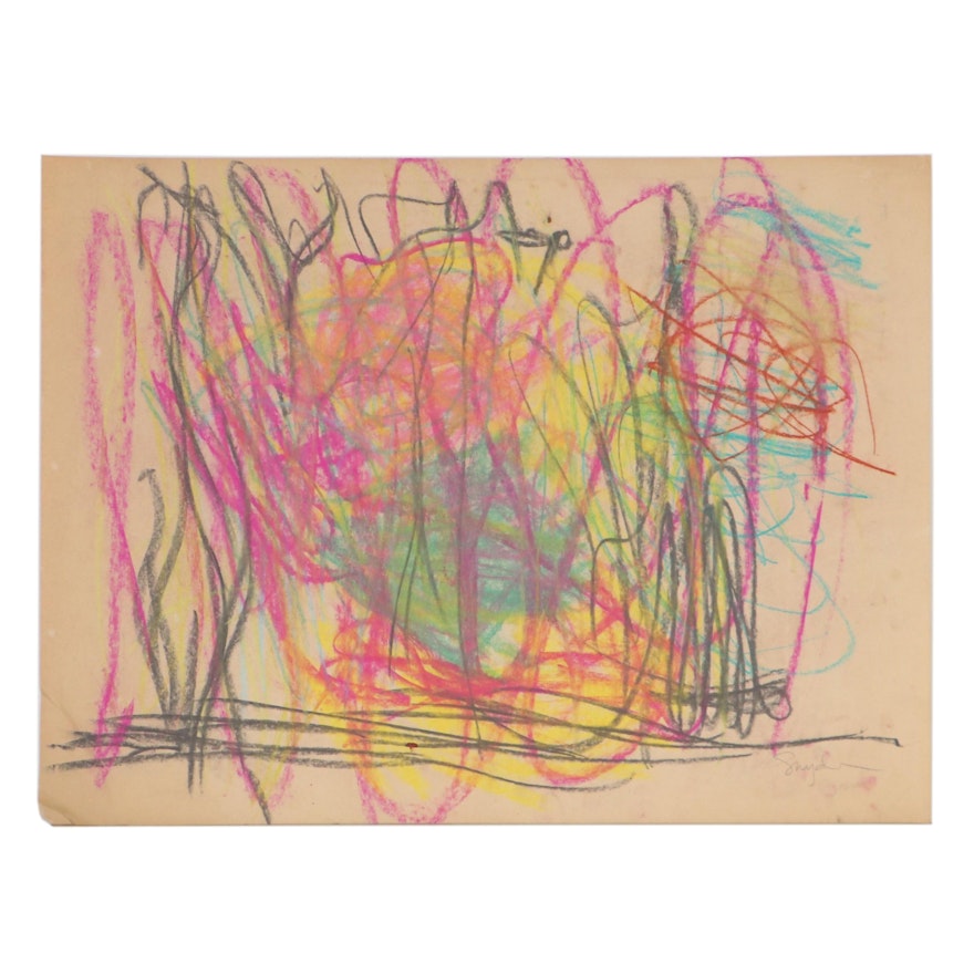 Richard Snyder Abstract Pastel Drawing, Late 20th Century