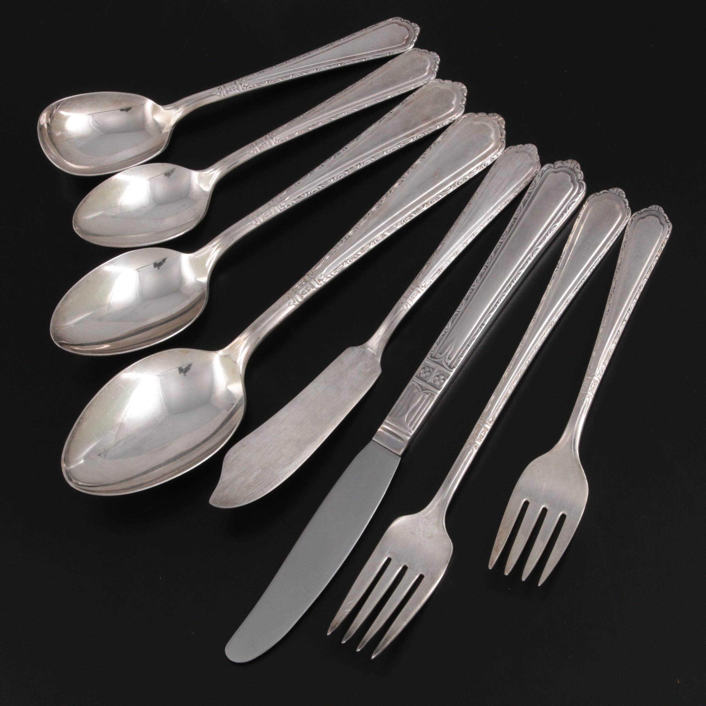 Wallco Sectional "Carlton" Silver Plate Flatware in Case, Mid-Late 20th Century