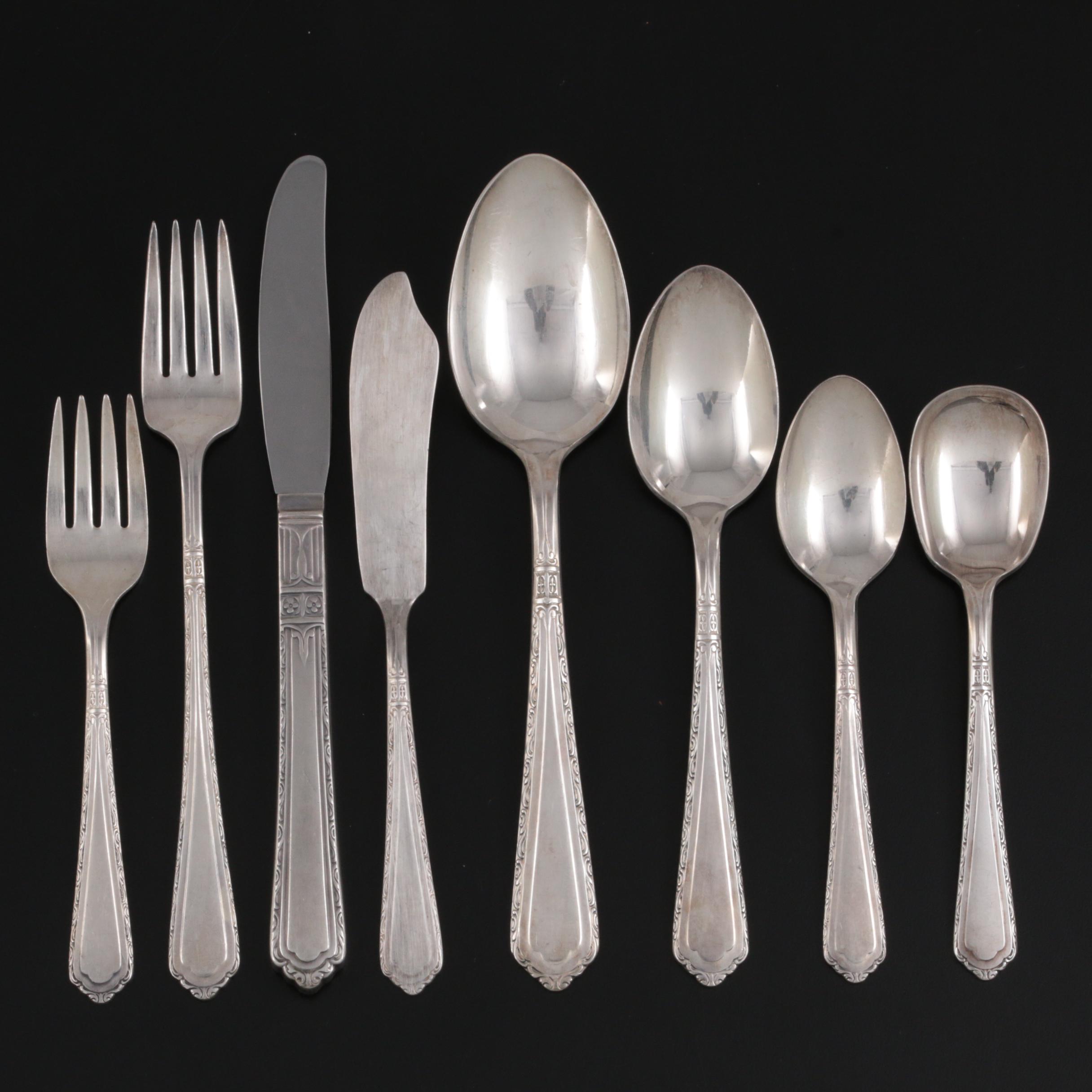 Wallco Sectional "Carlton" Silver Plate Flatware in Case, Mid-Late 20th Century