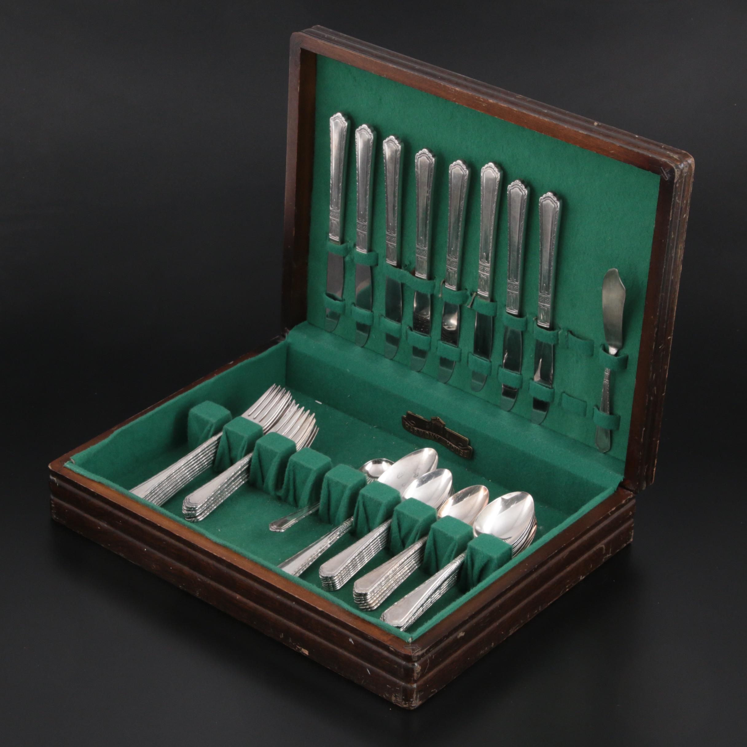 Wallco Sectional "Carlton" Silver Plate Flatware in Case, Mid-Late 20th Century