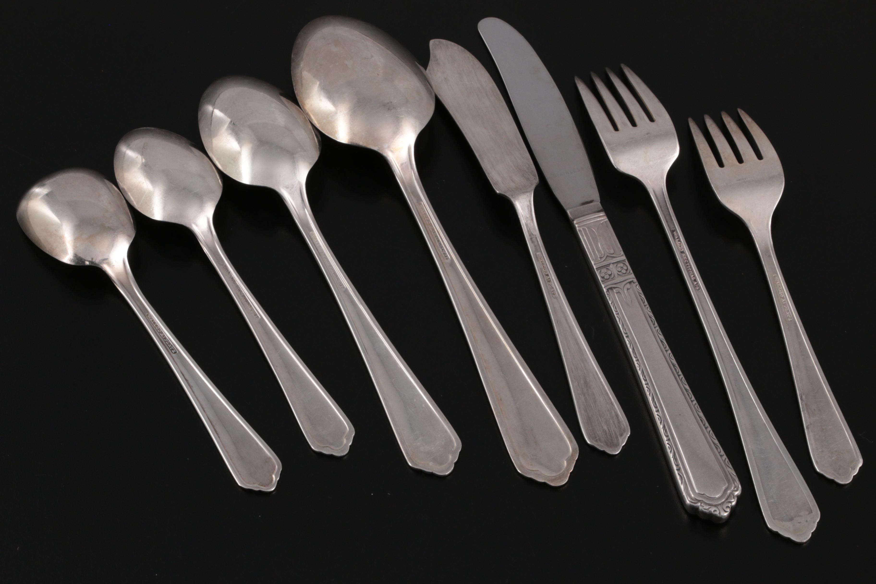 Wallco Sectional "Carlton" Silver Plate Flatware in Case, Mid-Late 20th Century