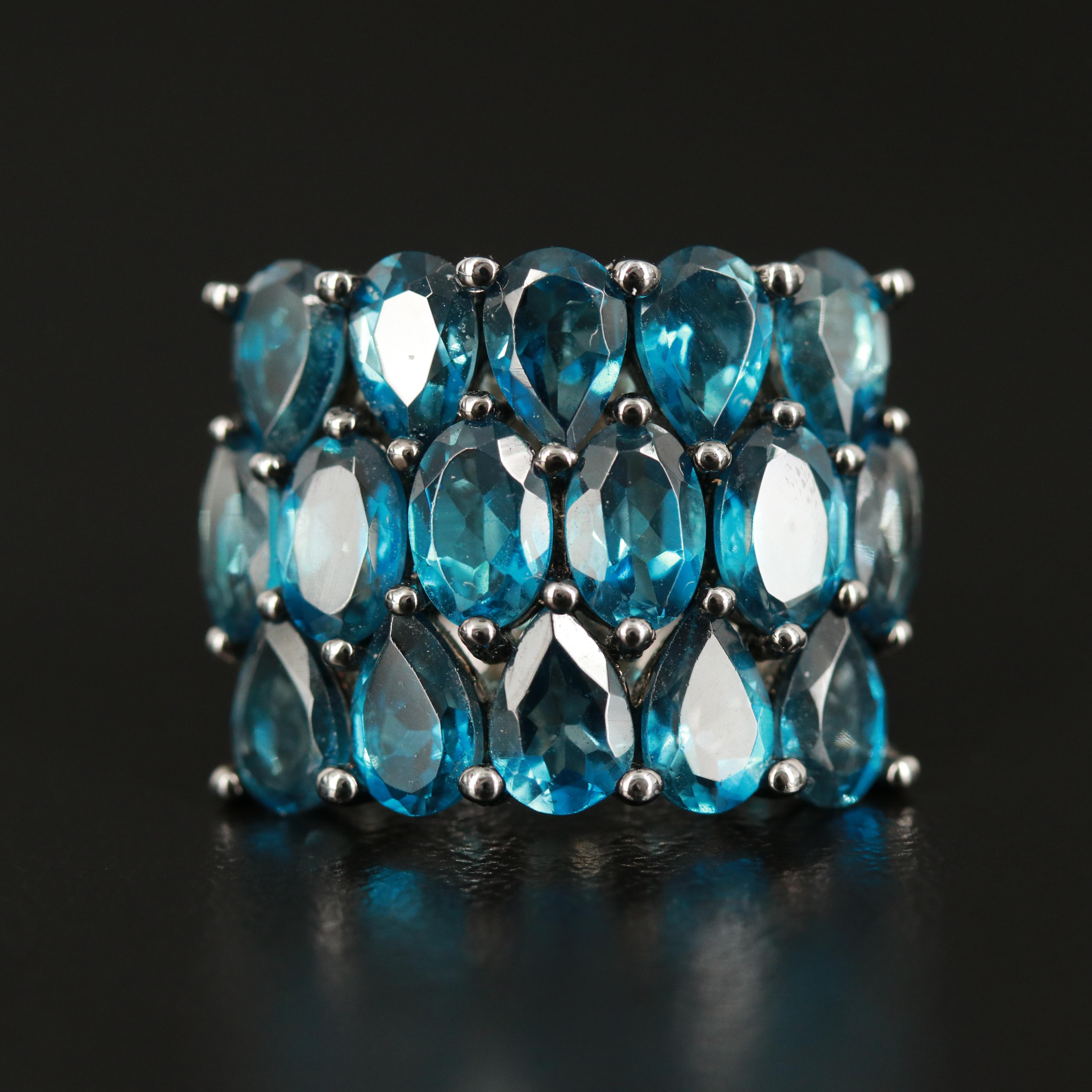 Sterling London Blue Multi-Row Ring
