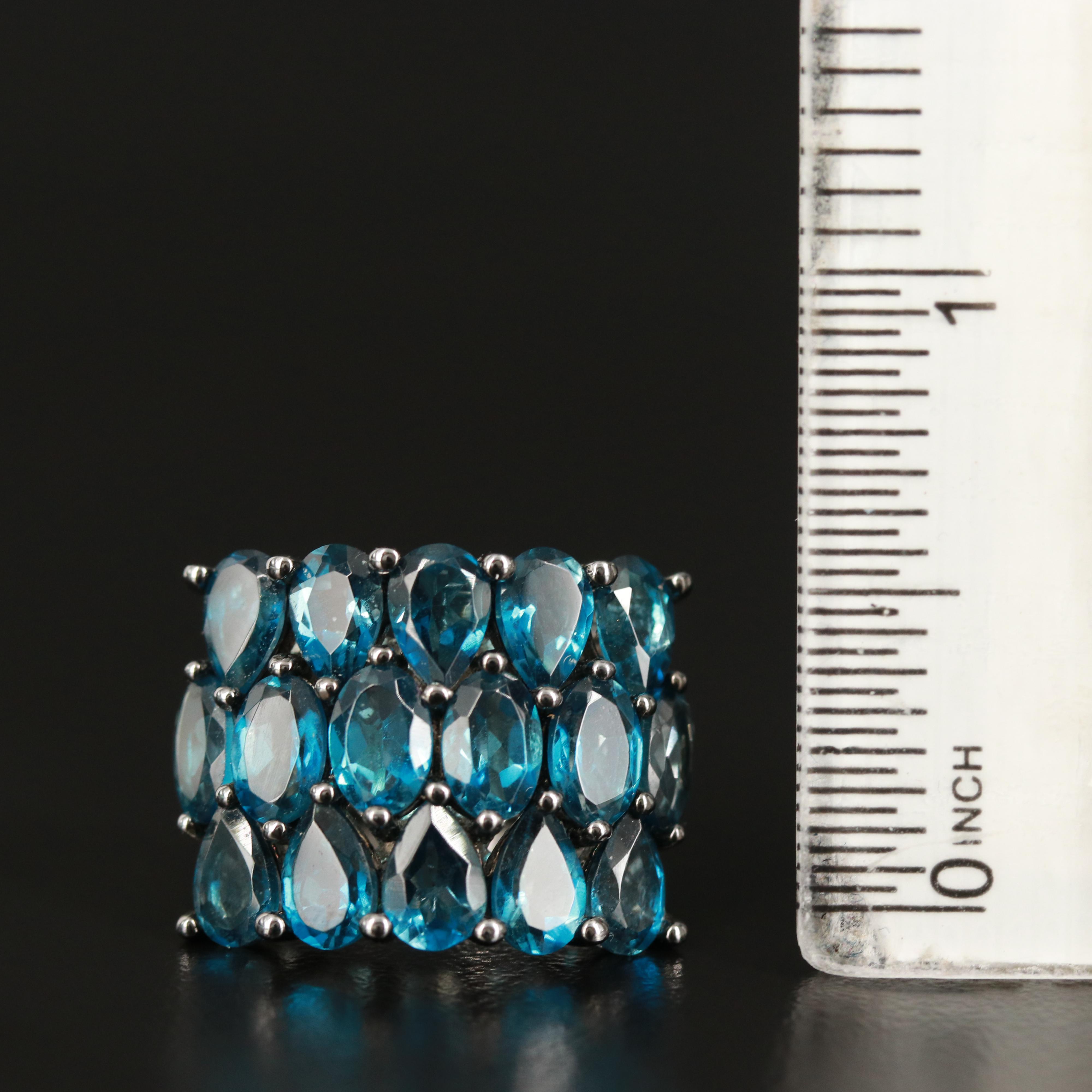 Sterling London Blue Multi-Row Ring