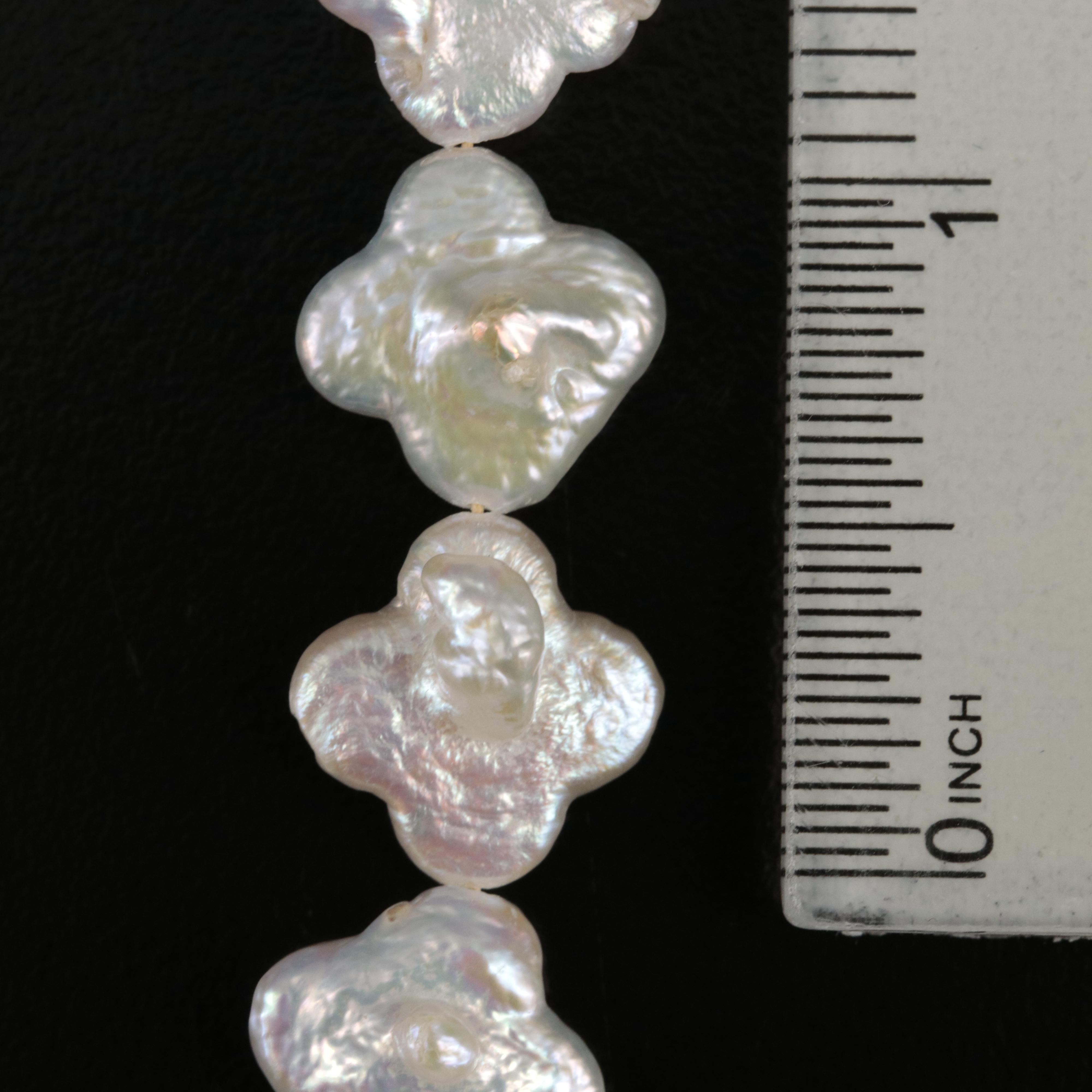 Up to 14.00 mm Baroque Flower Pearl Necklace with 18K Clasp