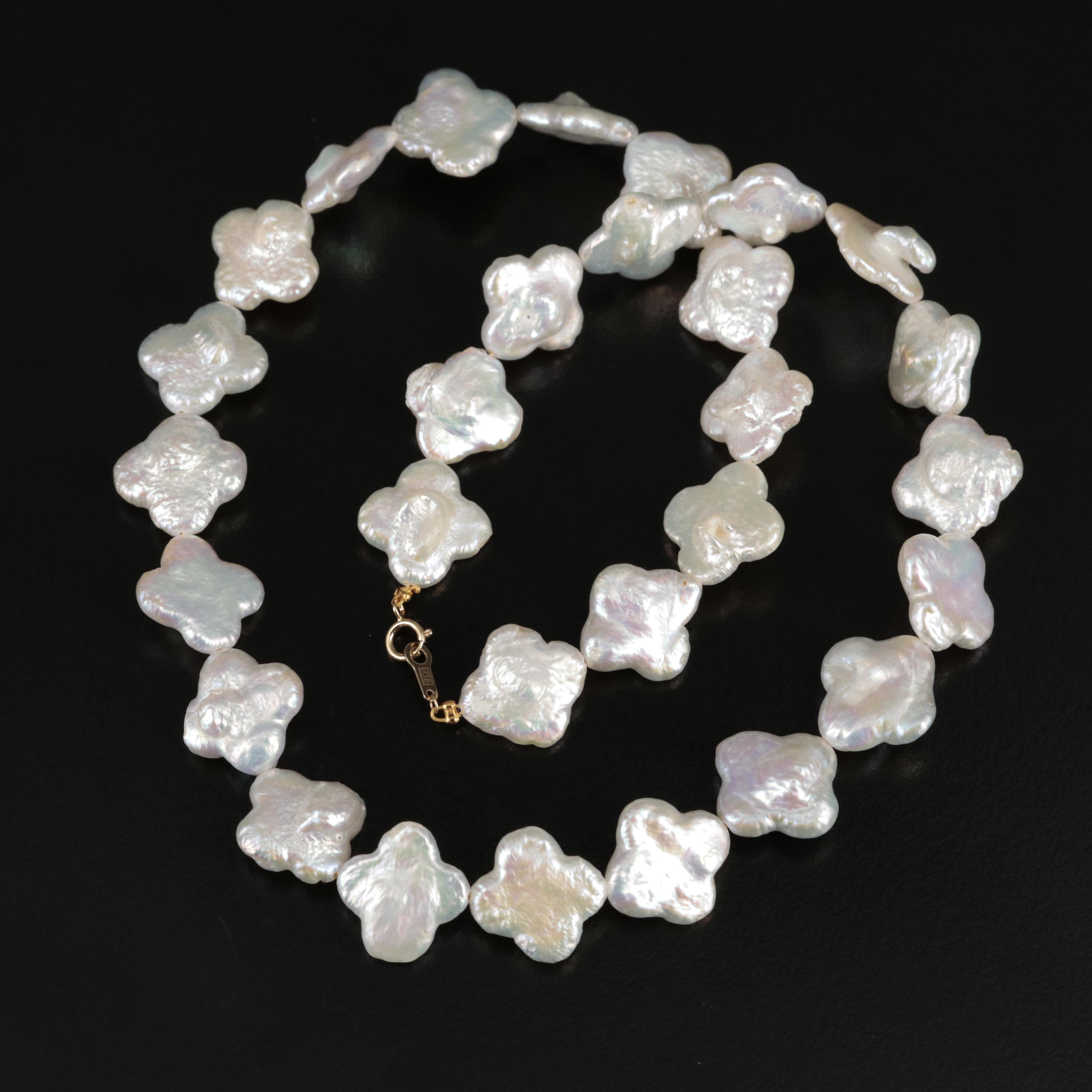 Up to 14.00 mm Baroque Flower Pearl Necklace with 18K Clasp