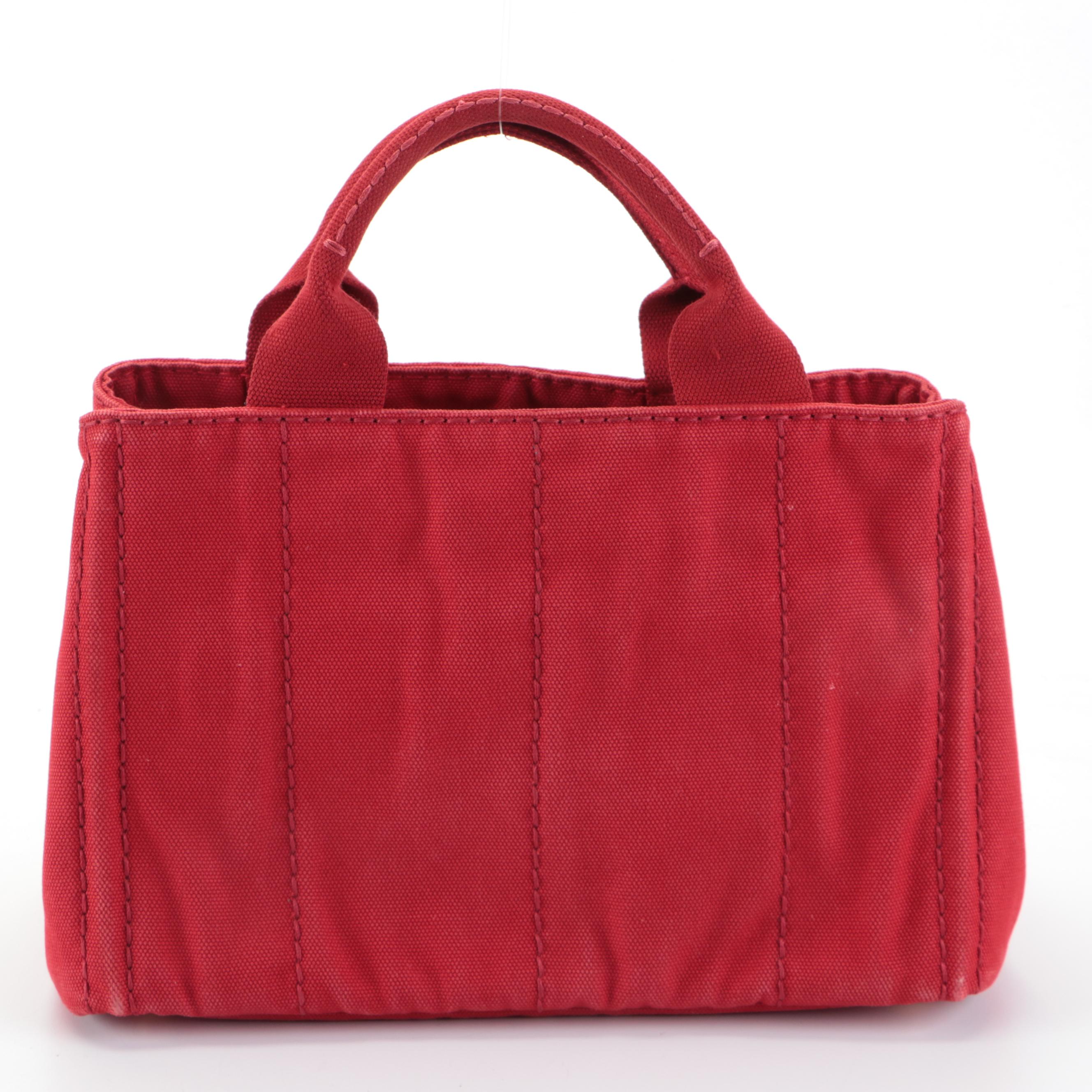 Prada Rosso Canapa Canvas Tote Bag
