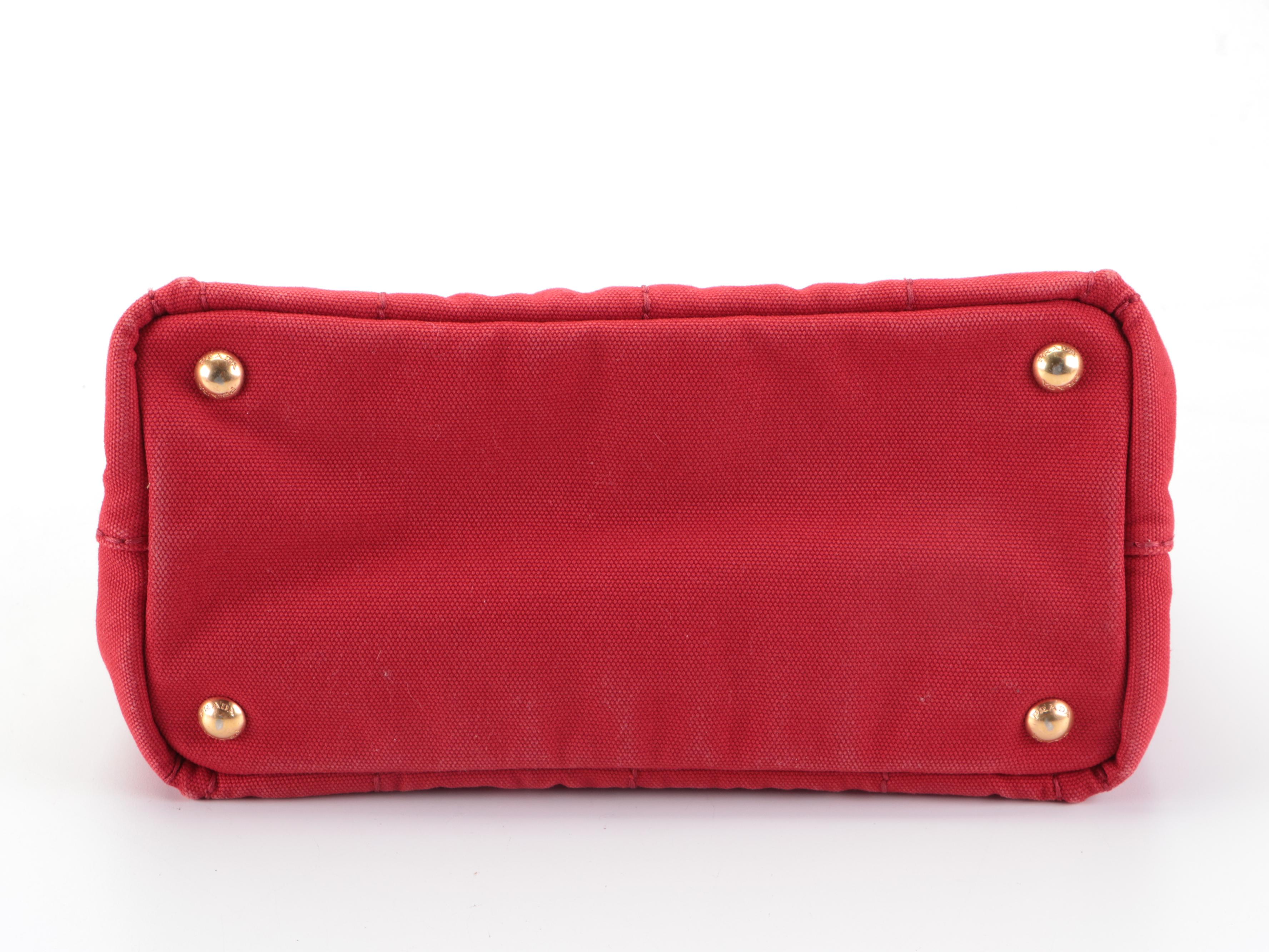 Prada Rosso Canapa Canvas Tote Bag