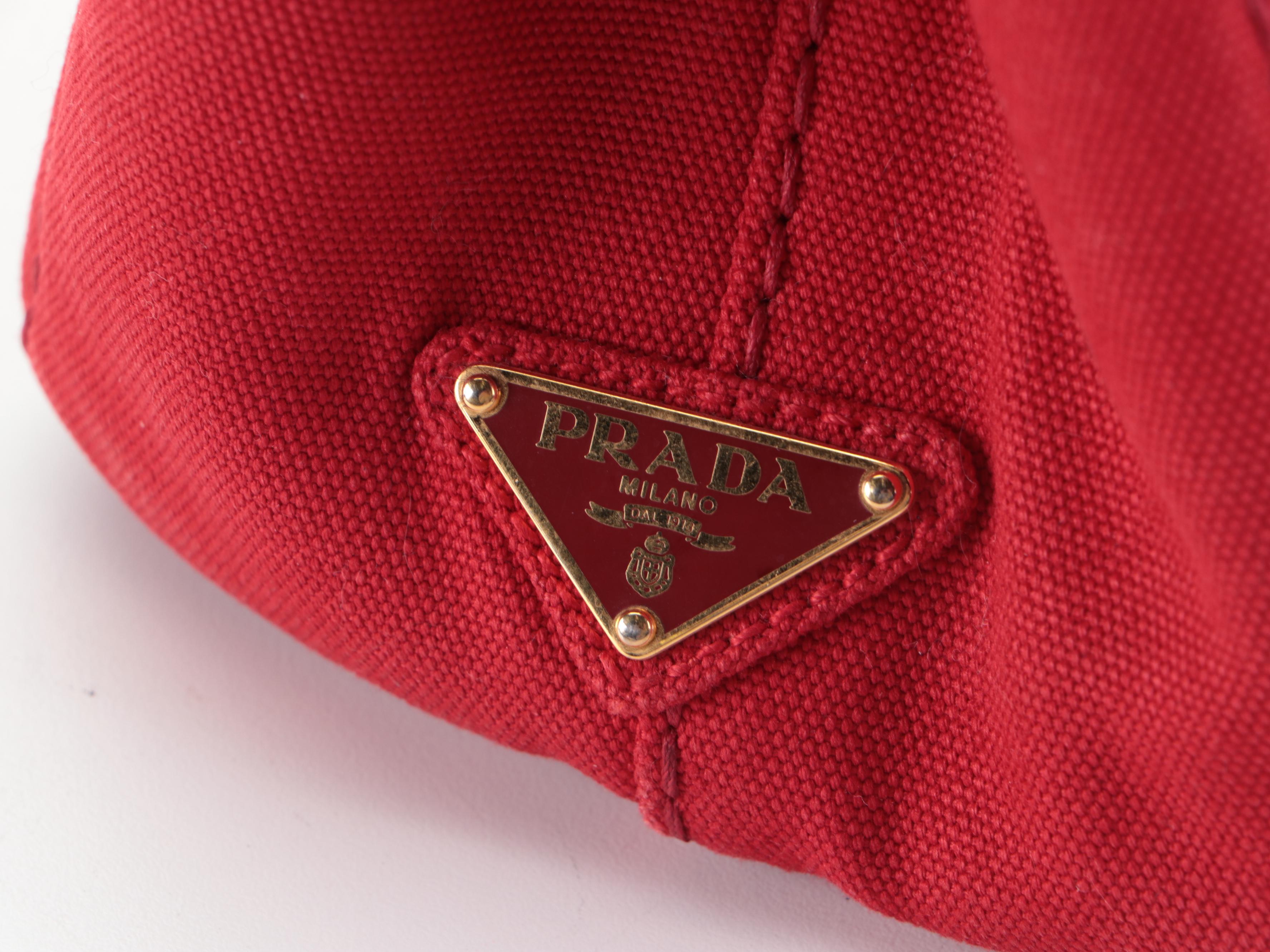 Prada Rosso Canapa Canvas Tote Bag