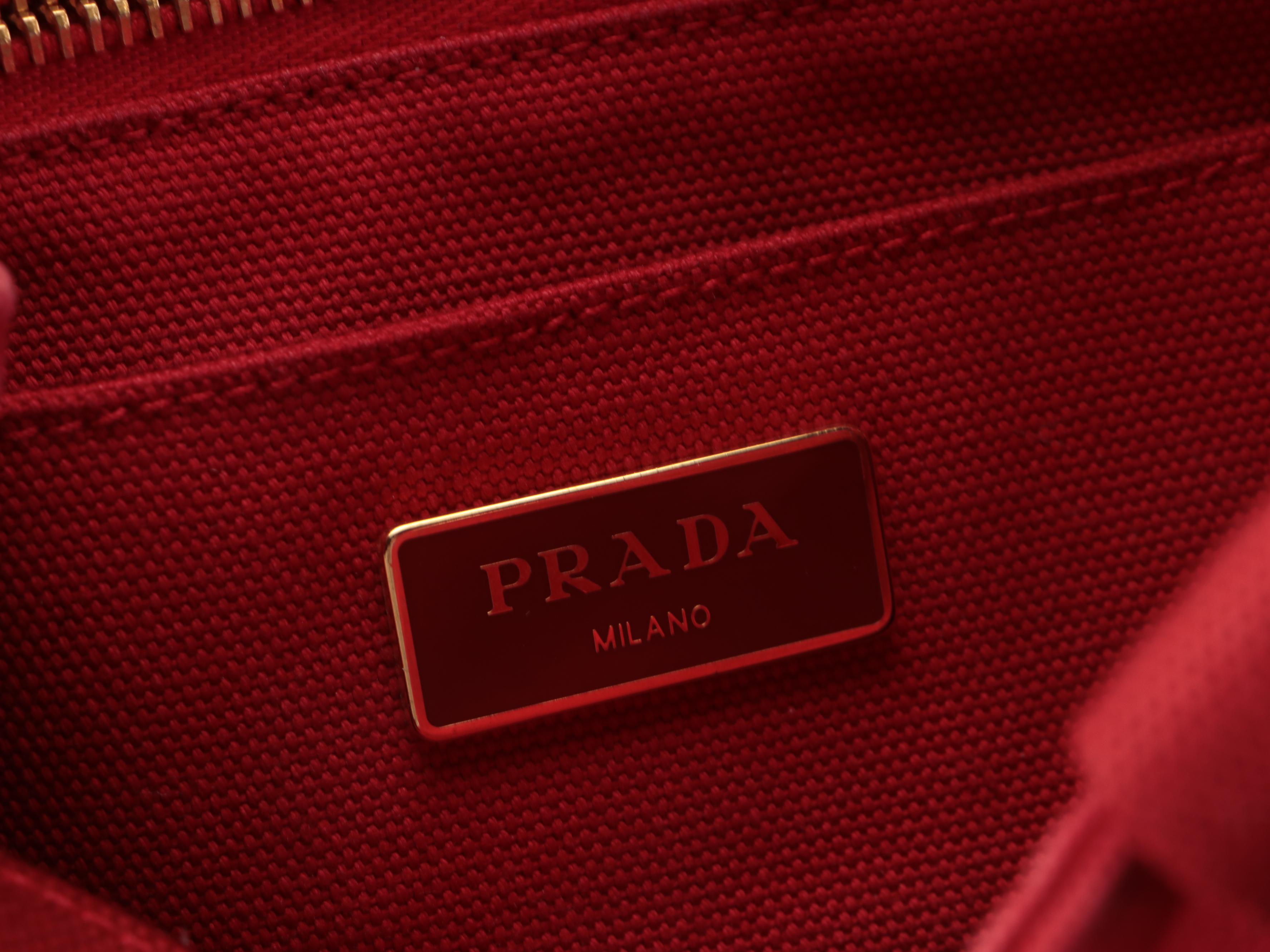 Prada Rosso Canapa Canvas Tote Bag