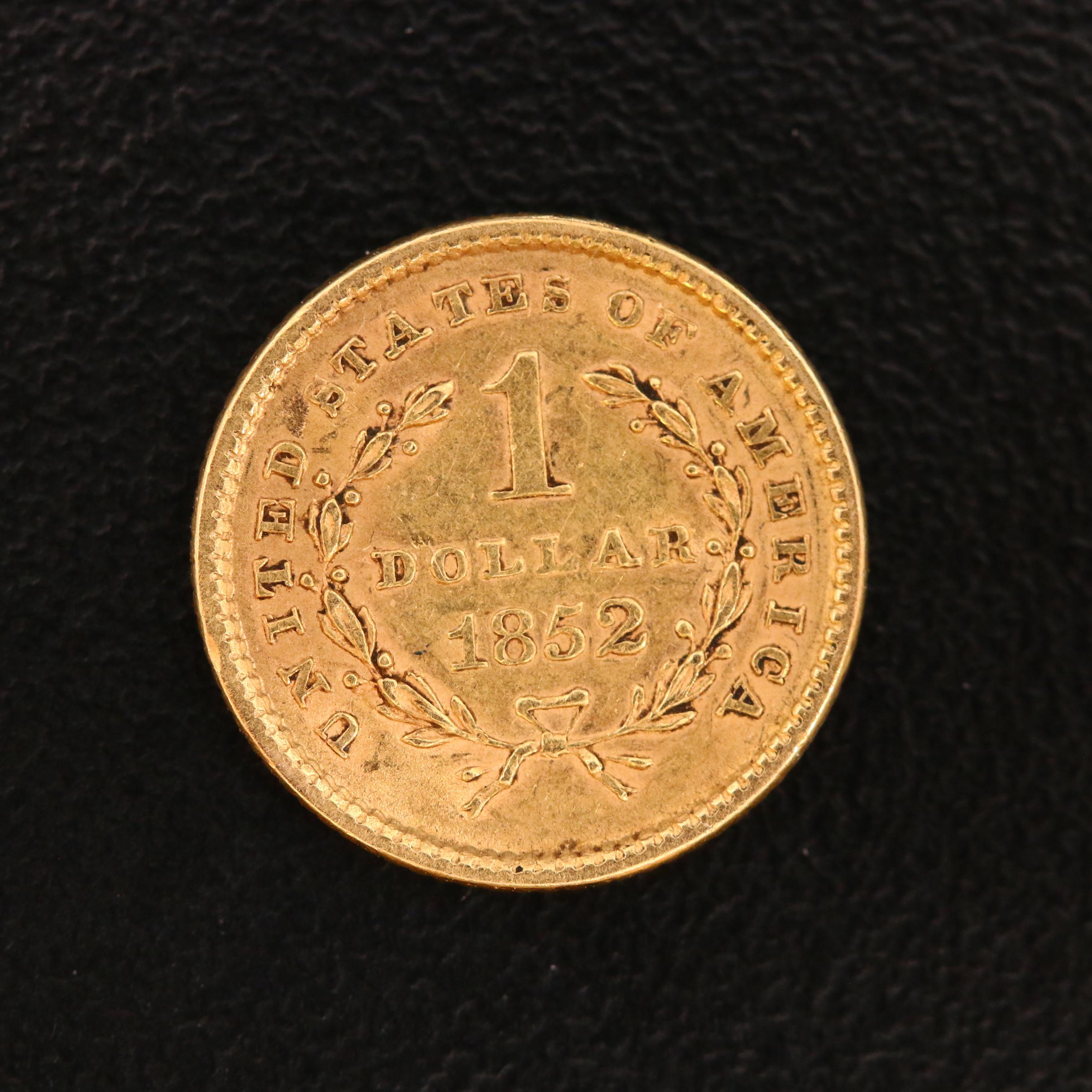 1852 Liberty Head $1 Gold Coin