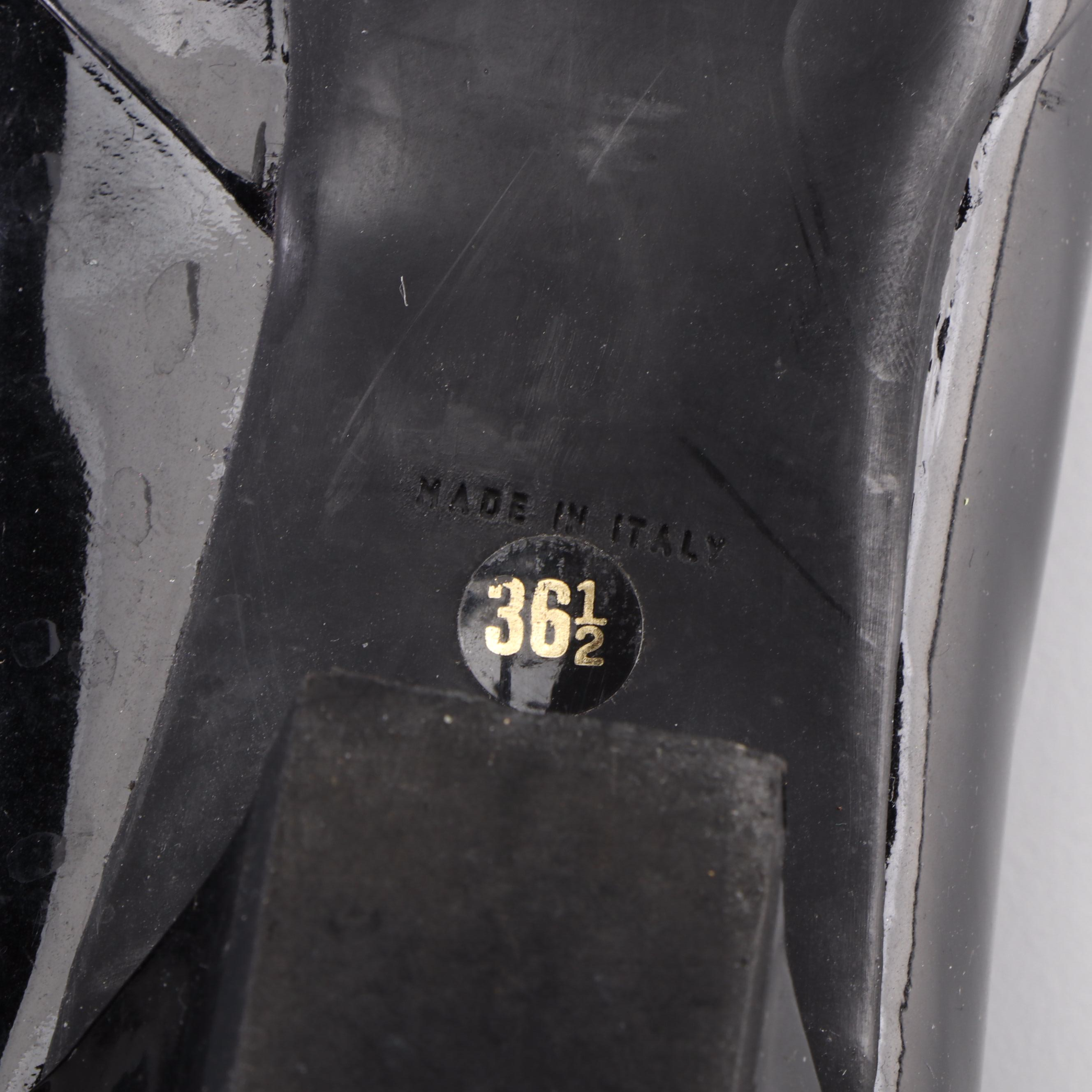 Prada Black Patent Leather Pointed-Toe Flats with Buckle Detail