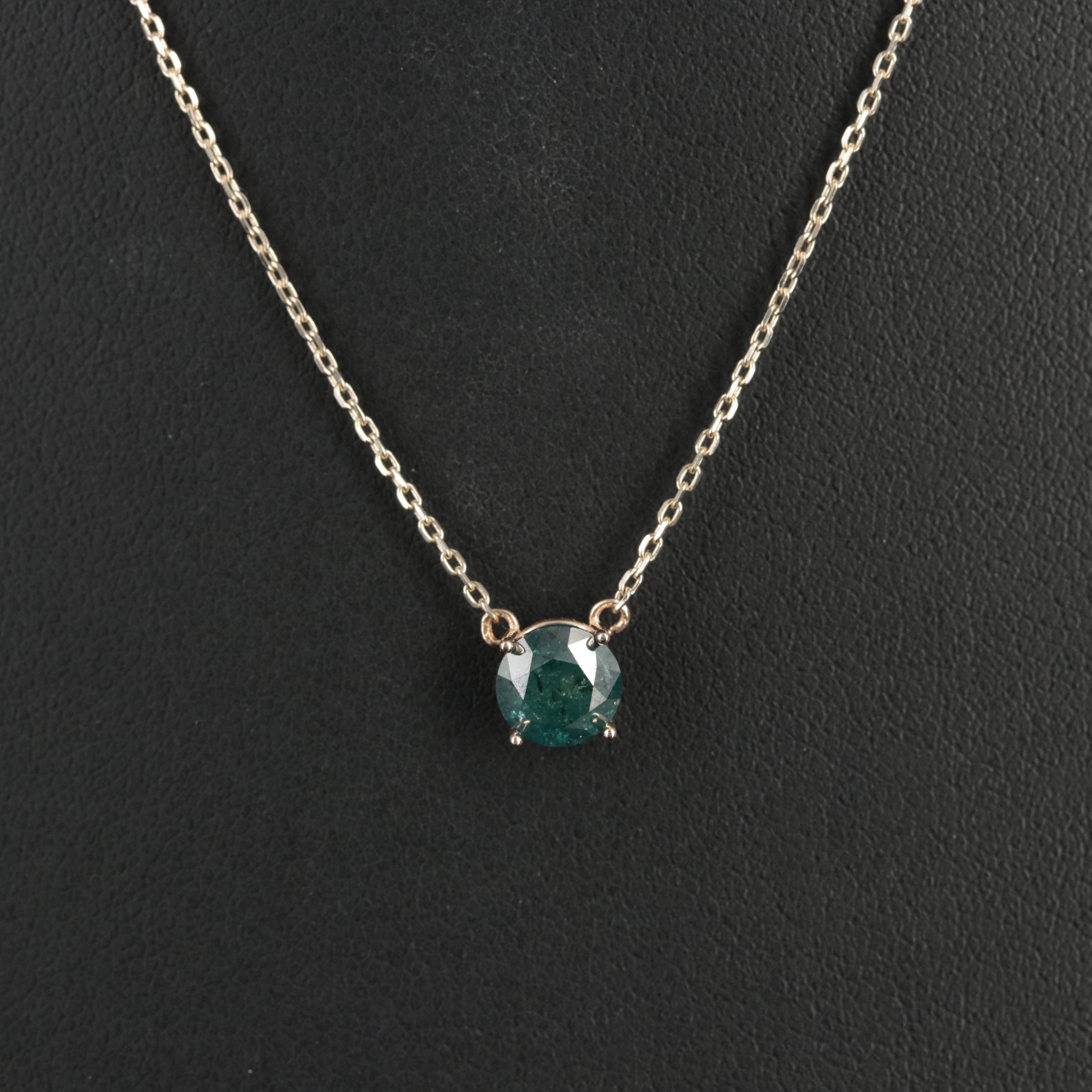 14K 0.92 CT Diamond Solitaire Necklace