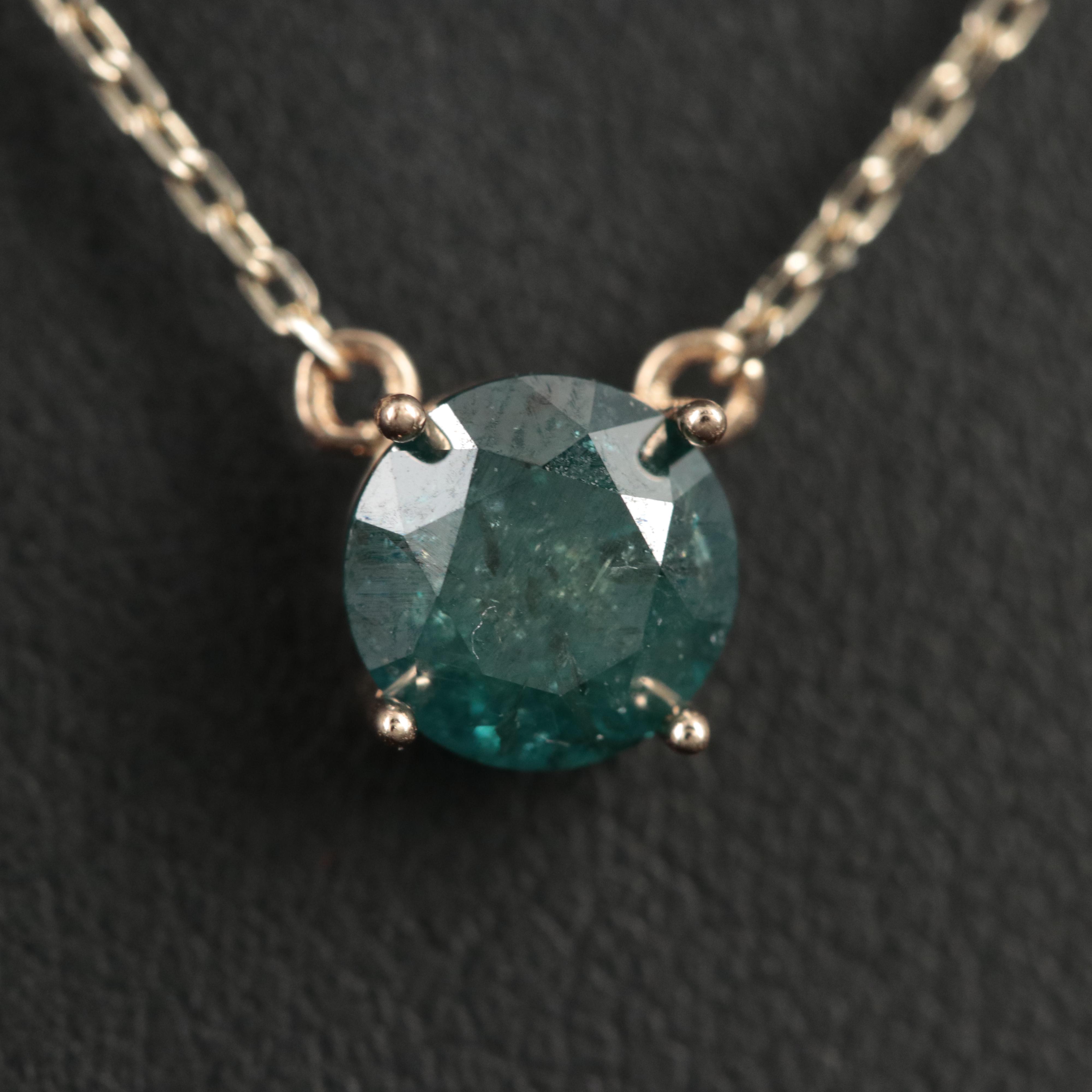 14K 0.92 CT Diamond Solitaire Necklace