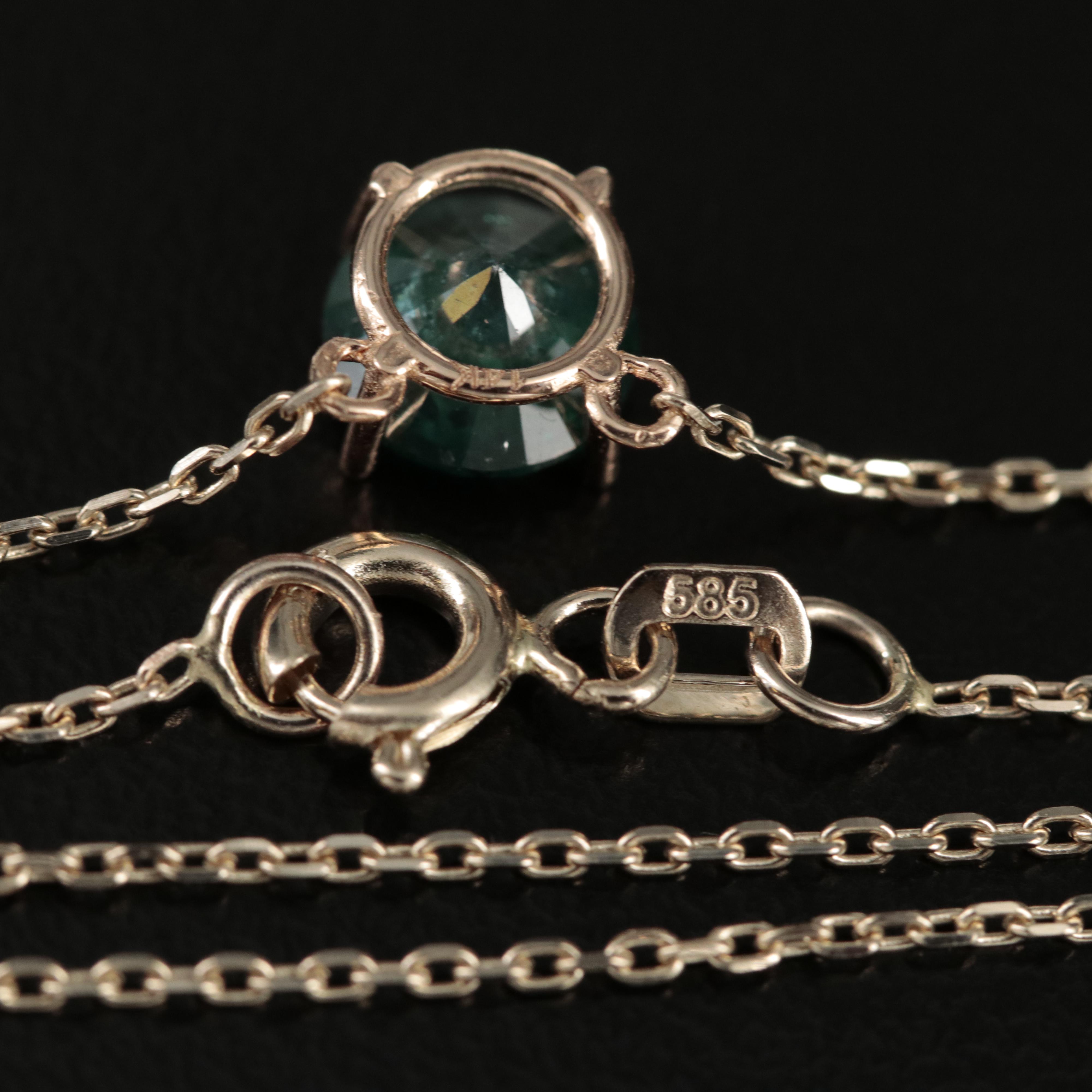 14K 0.92 CT Diamond Solitaire Necklace