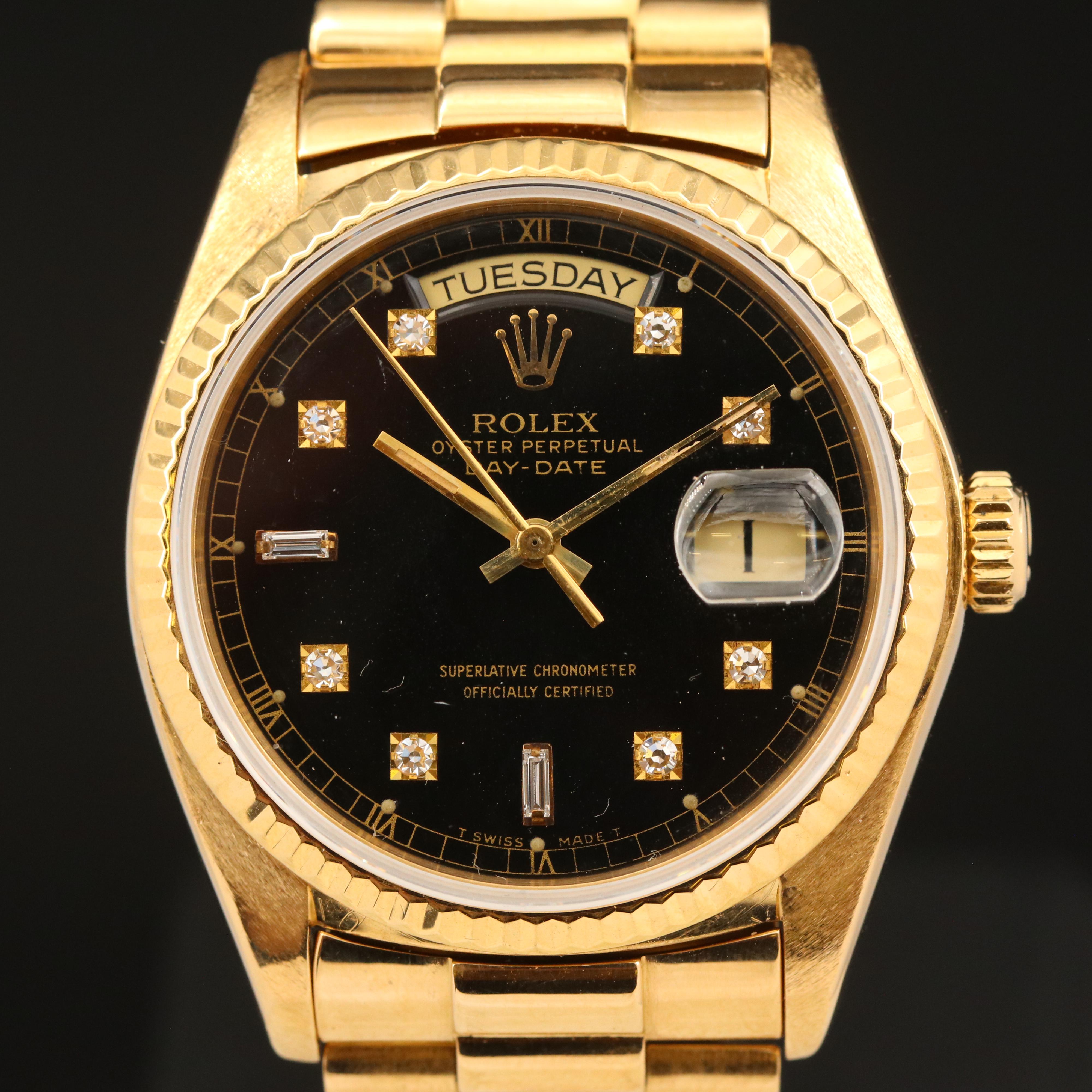 1979 Rolex 18K President Day-Date Diamond Dial Watch
