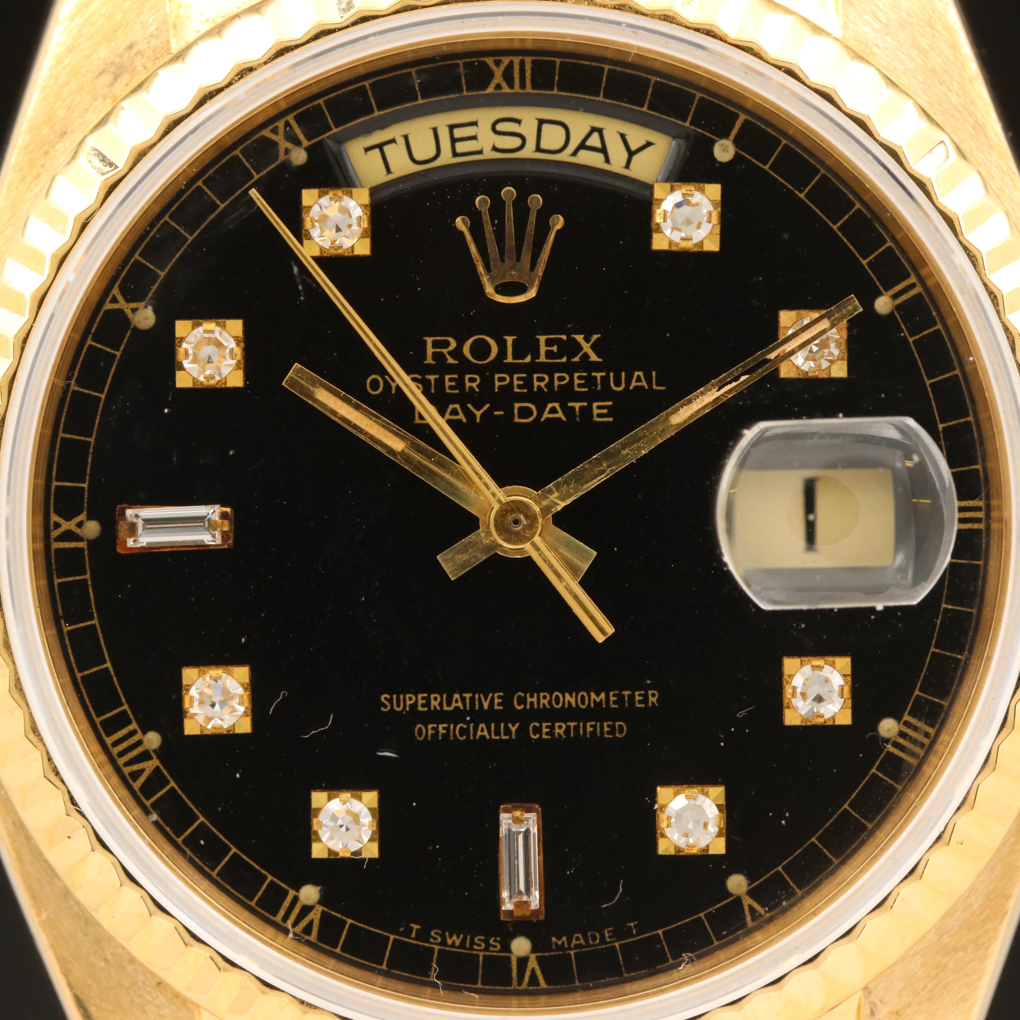 1979 Rolex 18K President Day-Date Diamond Dial Watch