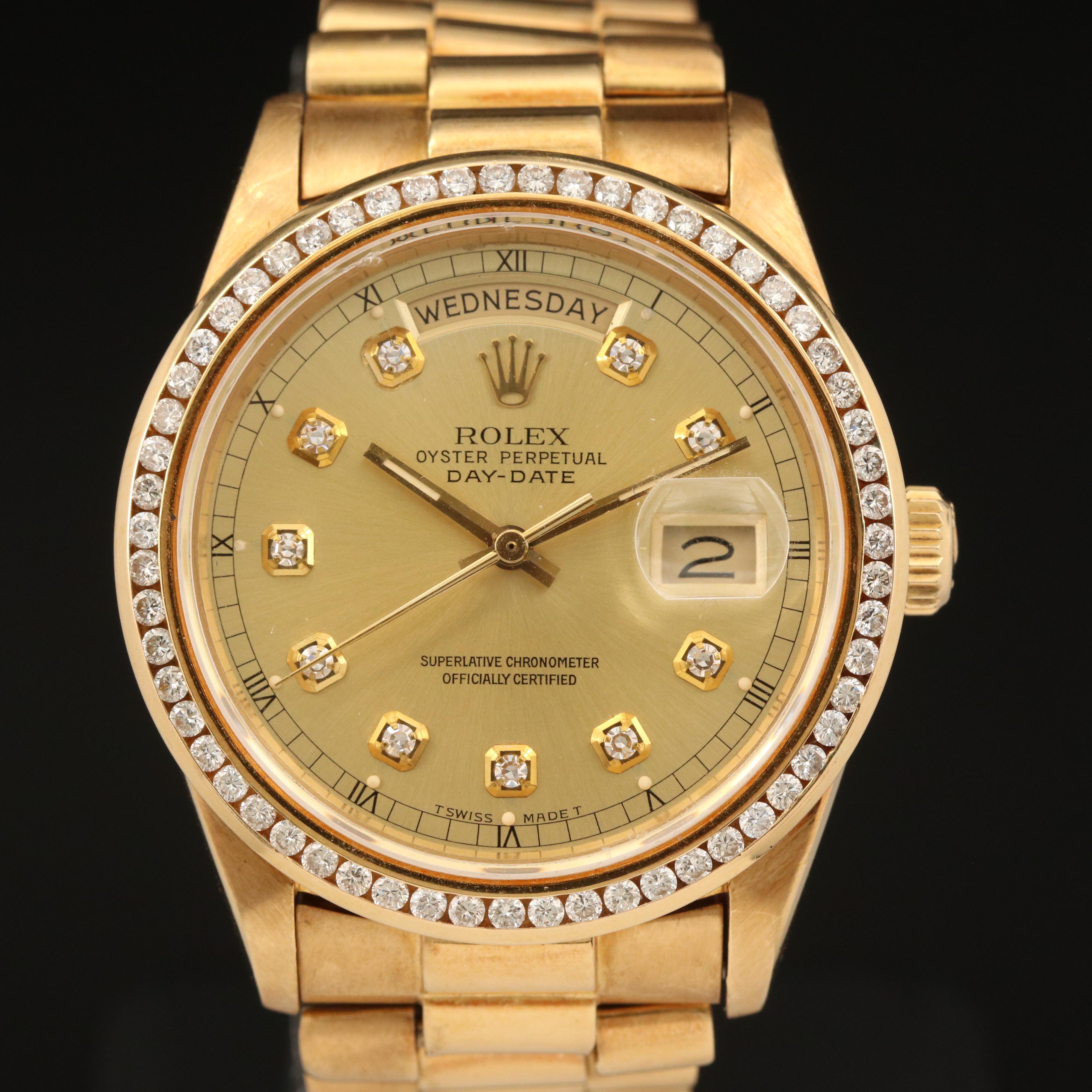 1984 Rolex Day-Date President 1.33 CTW Diamond Dial and Bezel Watch