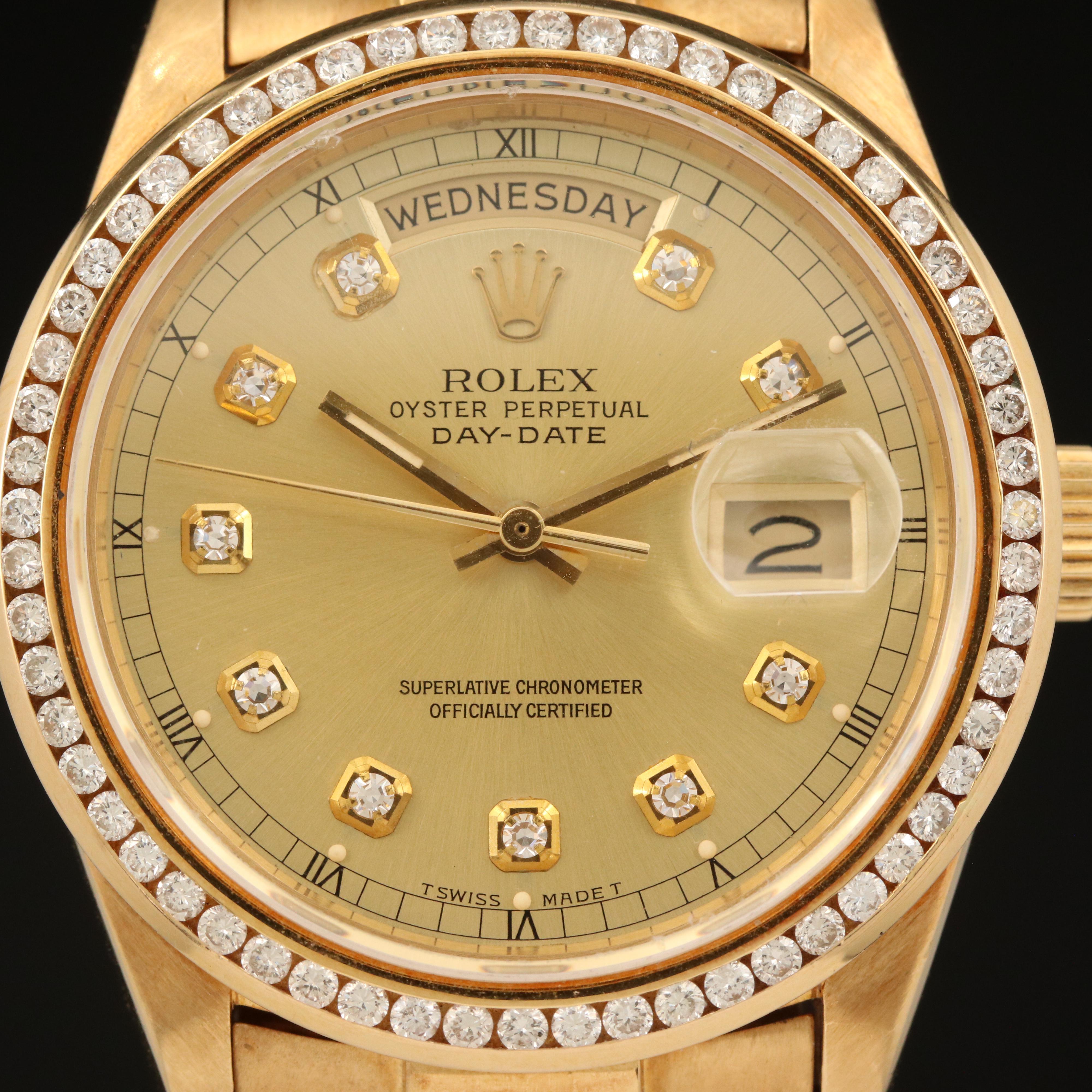1984 Rolex Day-Date President 1.33 CTW Diamond Dial and Bezel Watch