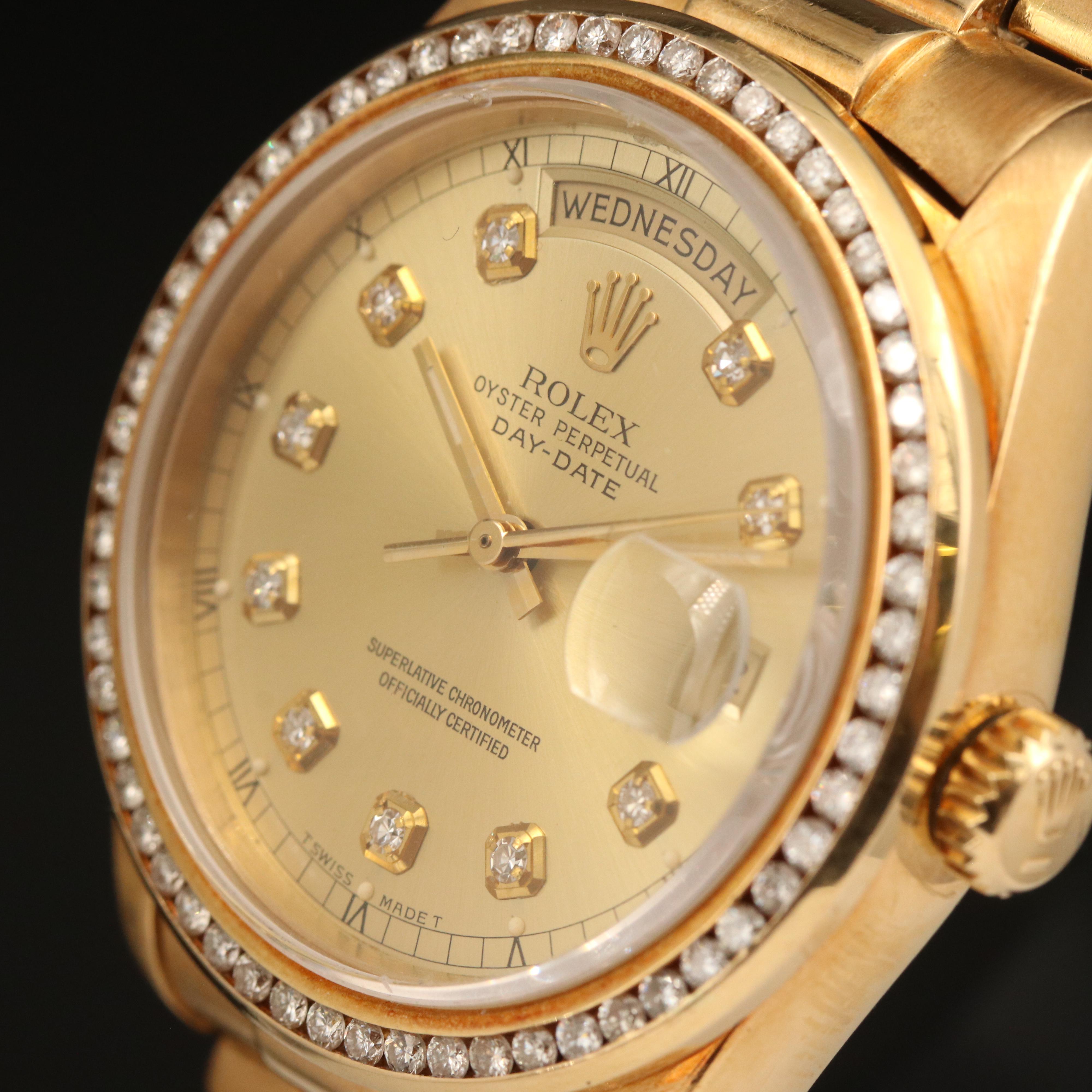 1984 Rolex Day-Date President 1.33 CTW Diamond Dial and Bezel Watch