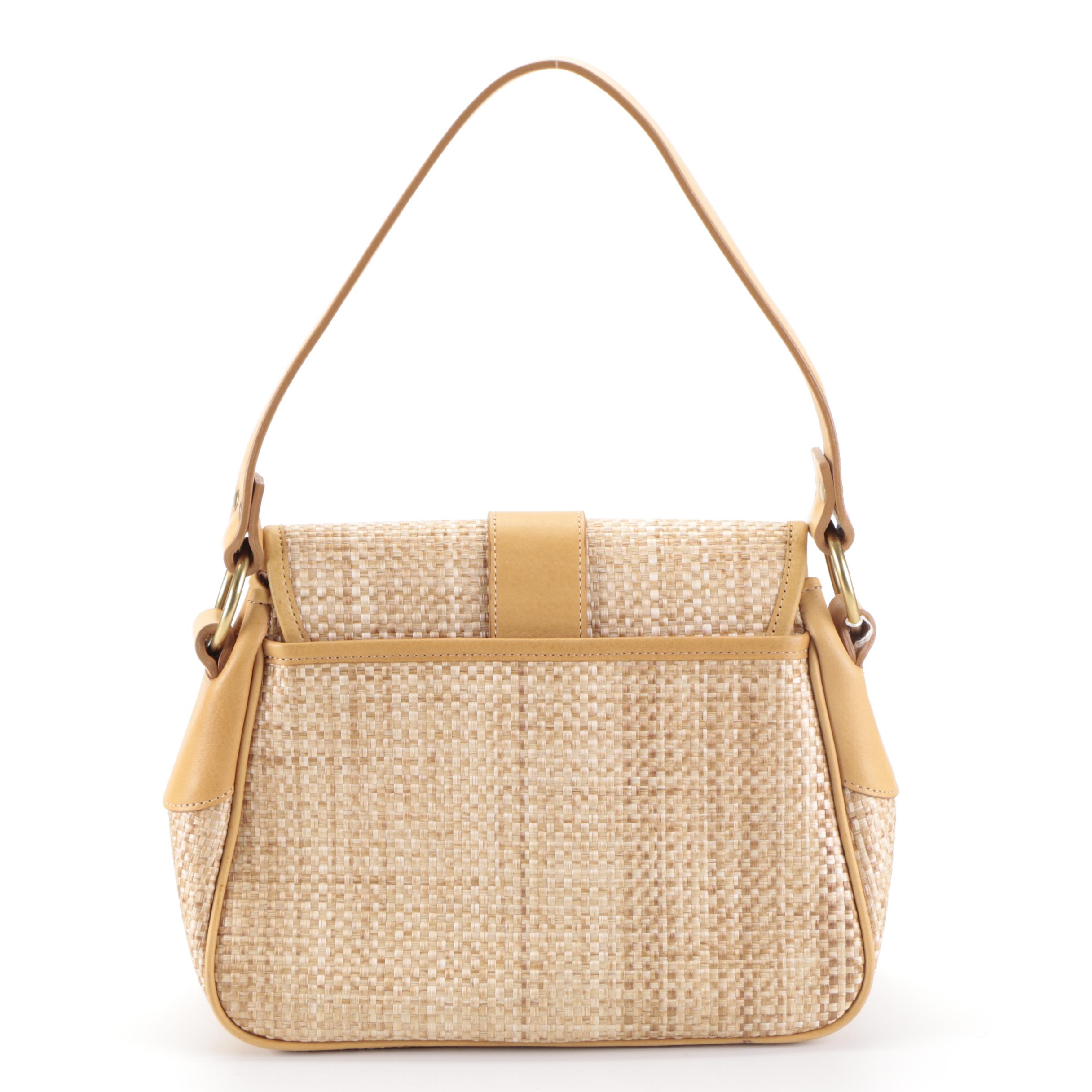 Chloé Straw and Leather Front Flap Shoulder Bag