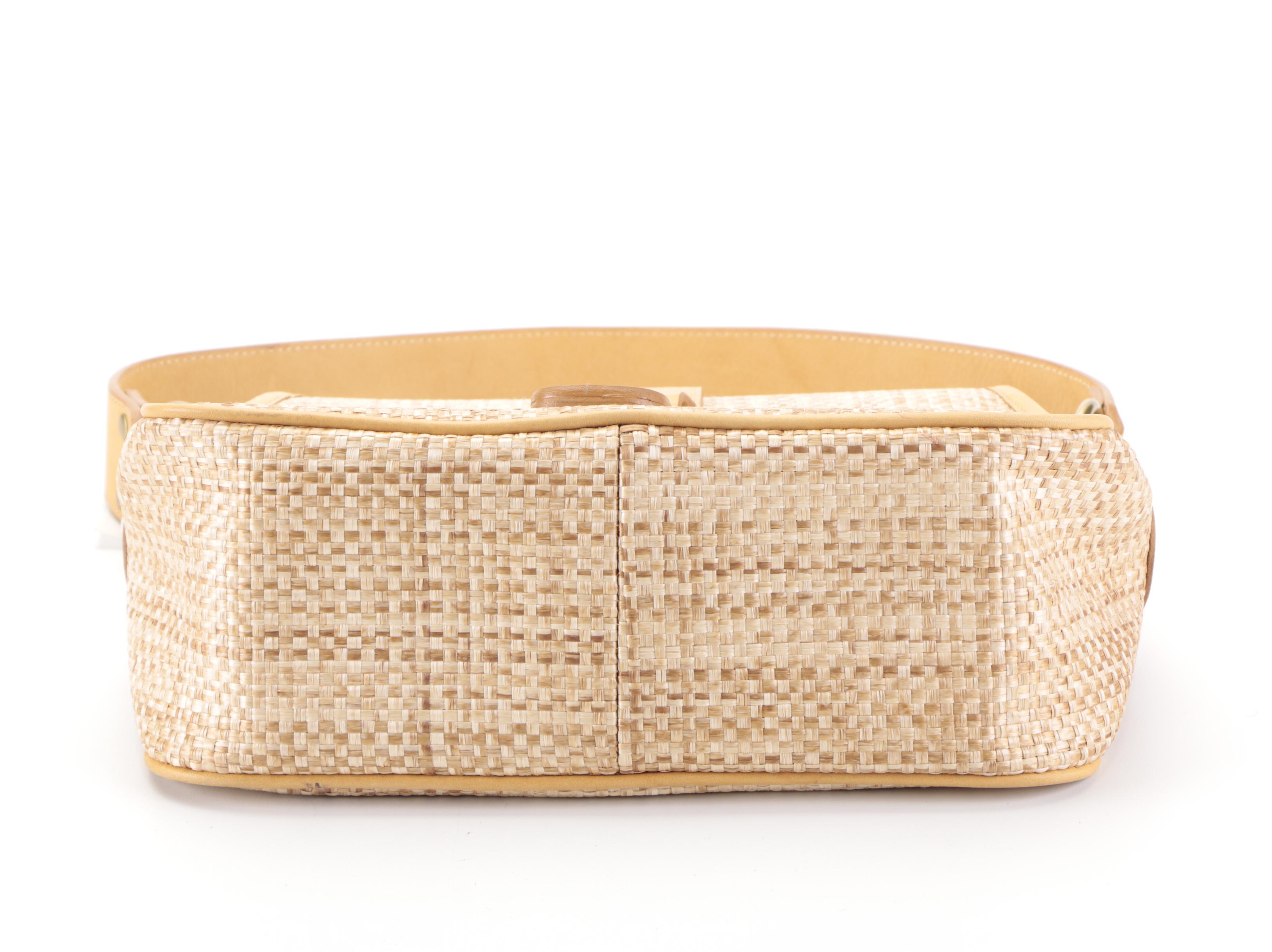 Chloé Straw and Leather Front Flap Shoulder Bag