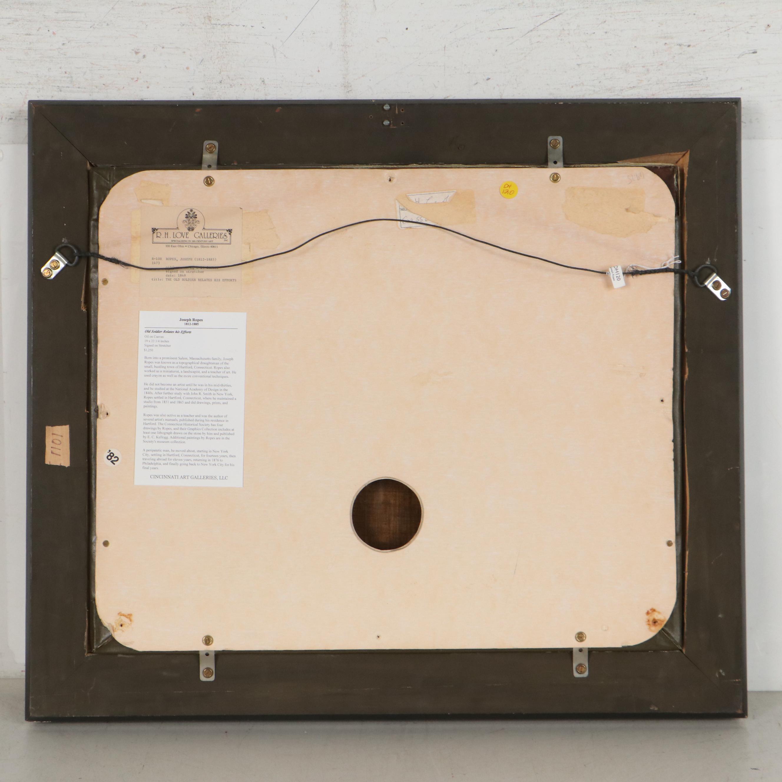 Joseph Ropes Oil Painting "The Old Soldier Relates His Efforts," 1849