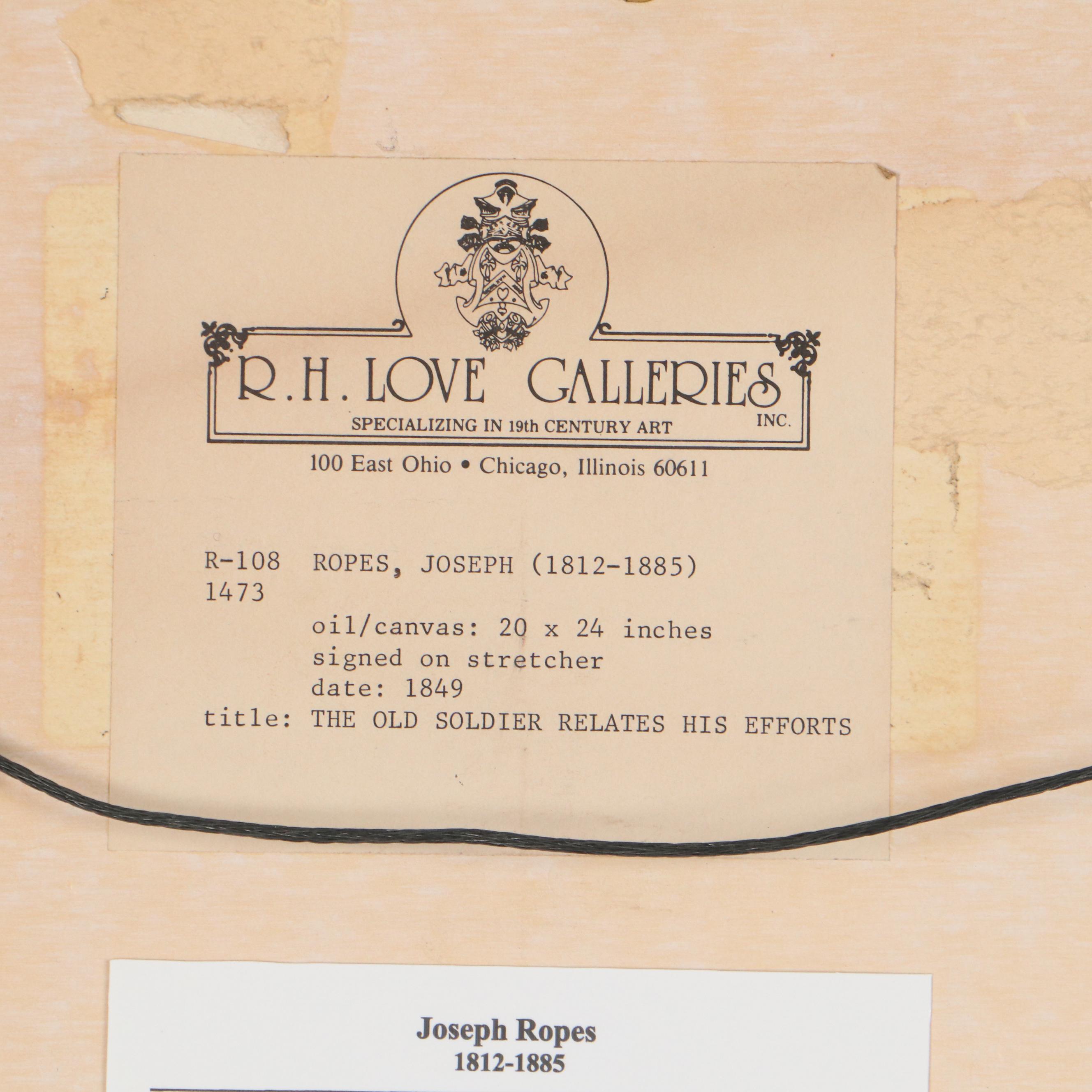 Joseph Ropes Oil Painting "The Old Soldier Relates His Efforts," 1849