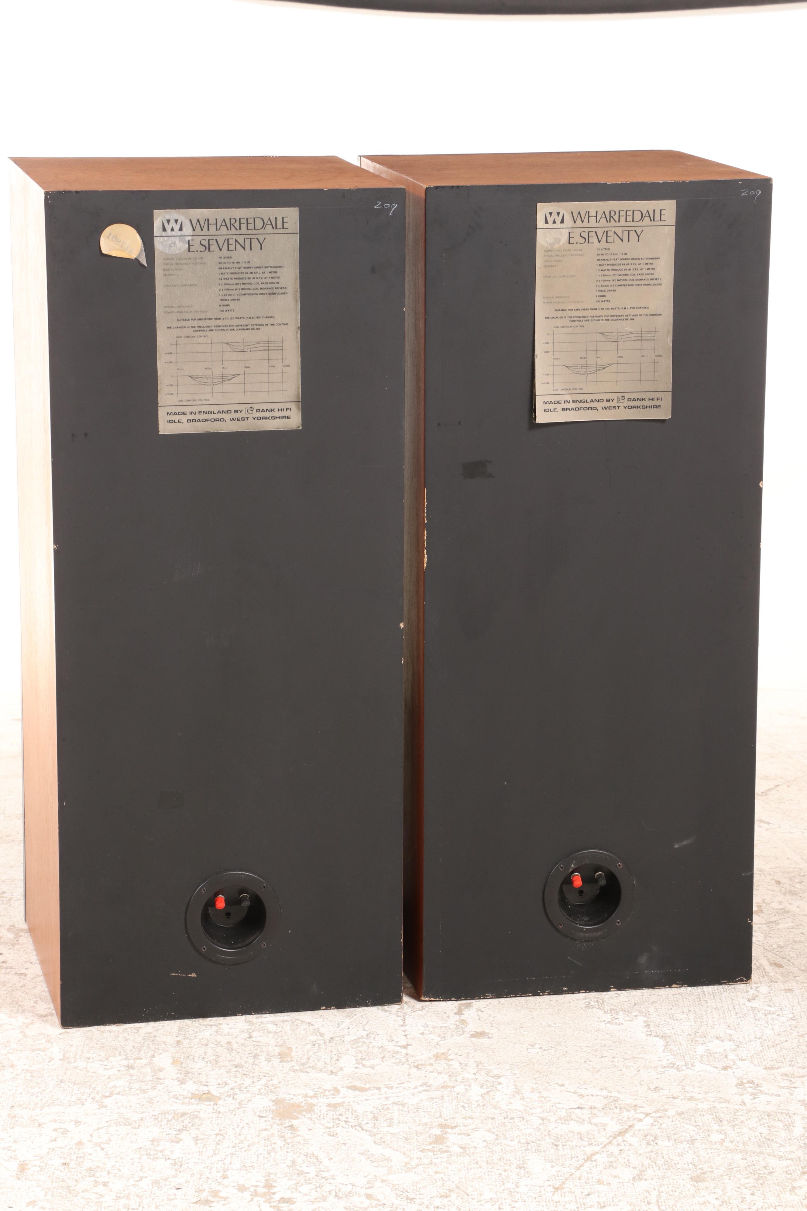 Pair of Wharfedale "E70" Walnut Speakers, Late 20th Century