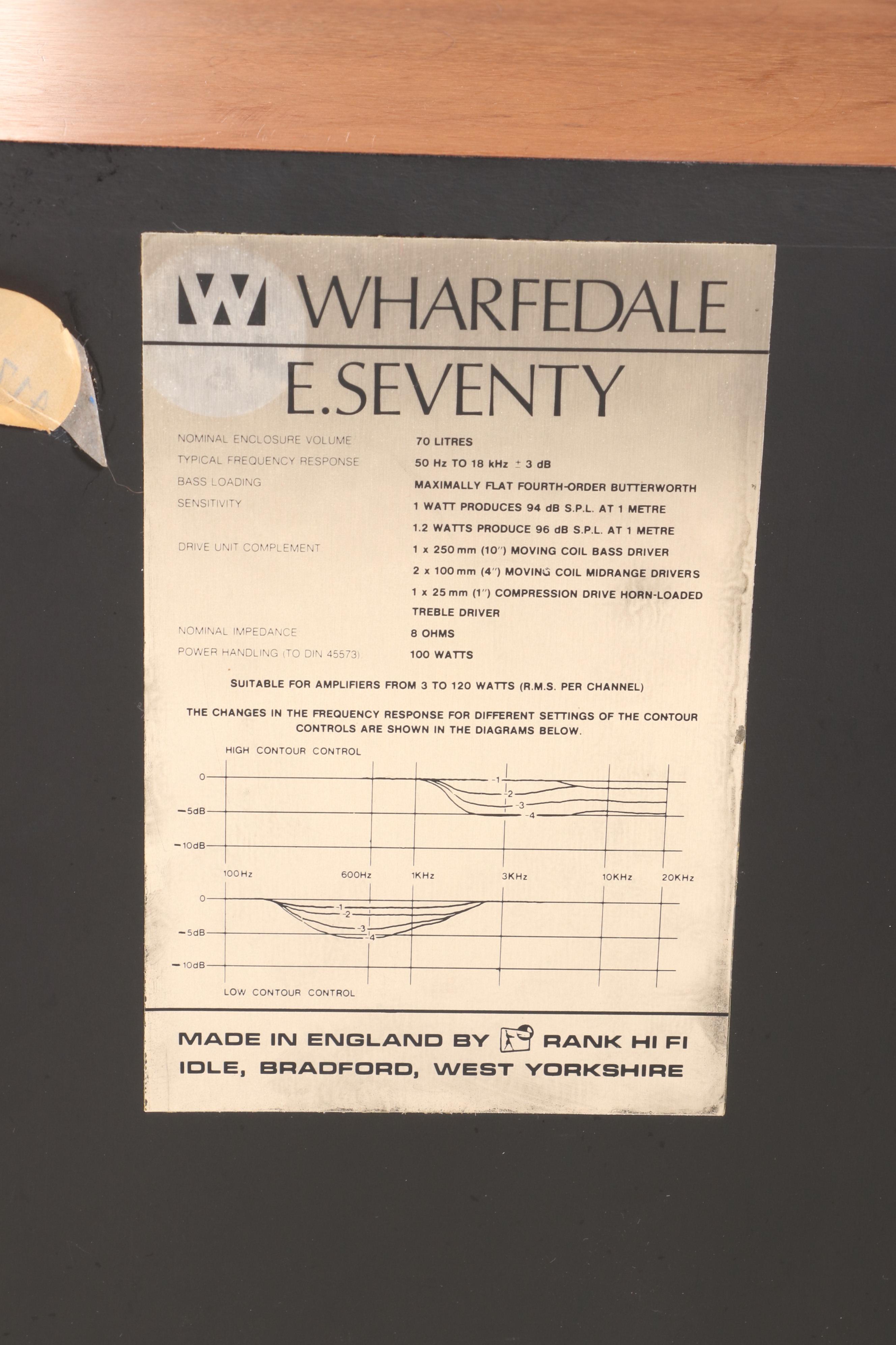 Pair of Wharfedale "E70" Walnut Speakers, Late 20th Century