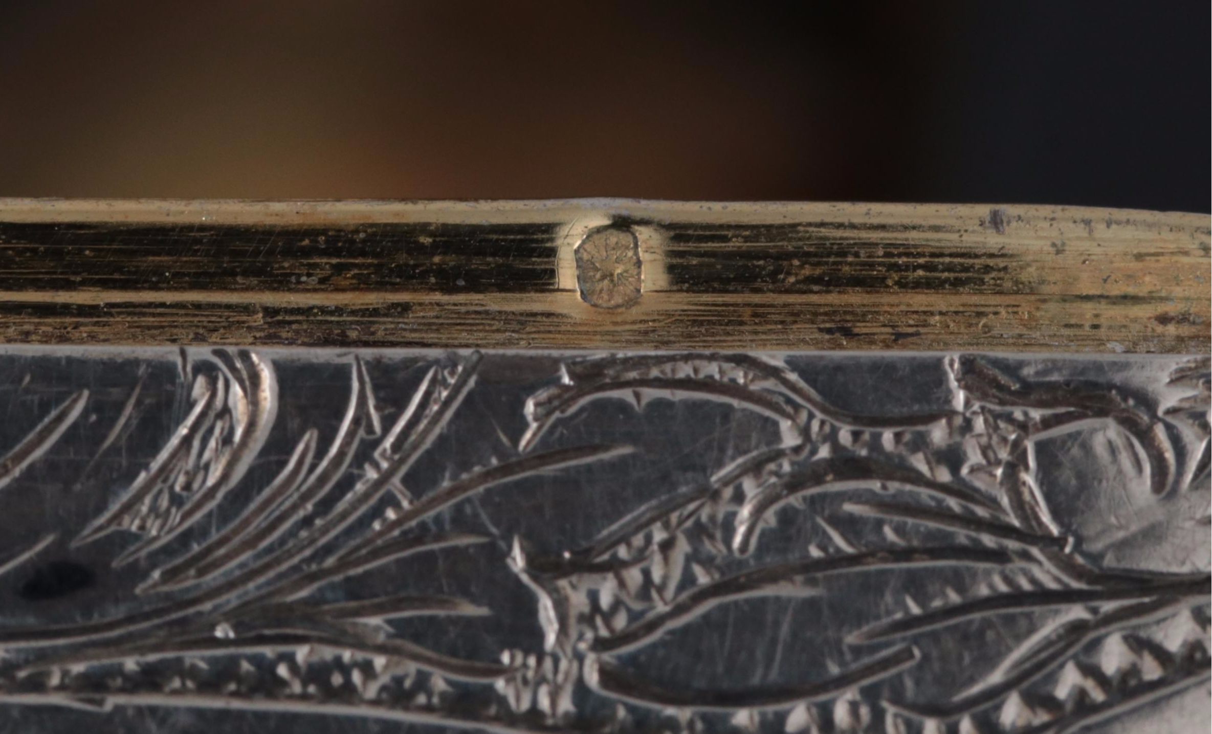 Chased 800 Silver and Turquoise Hinged Snuff Box