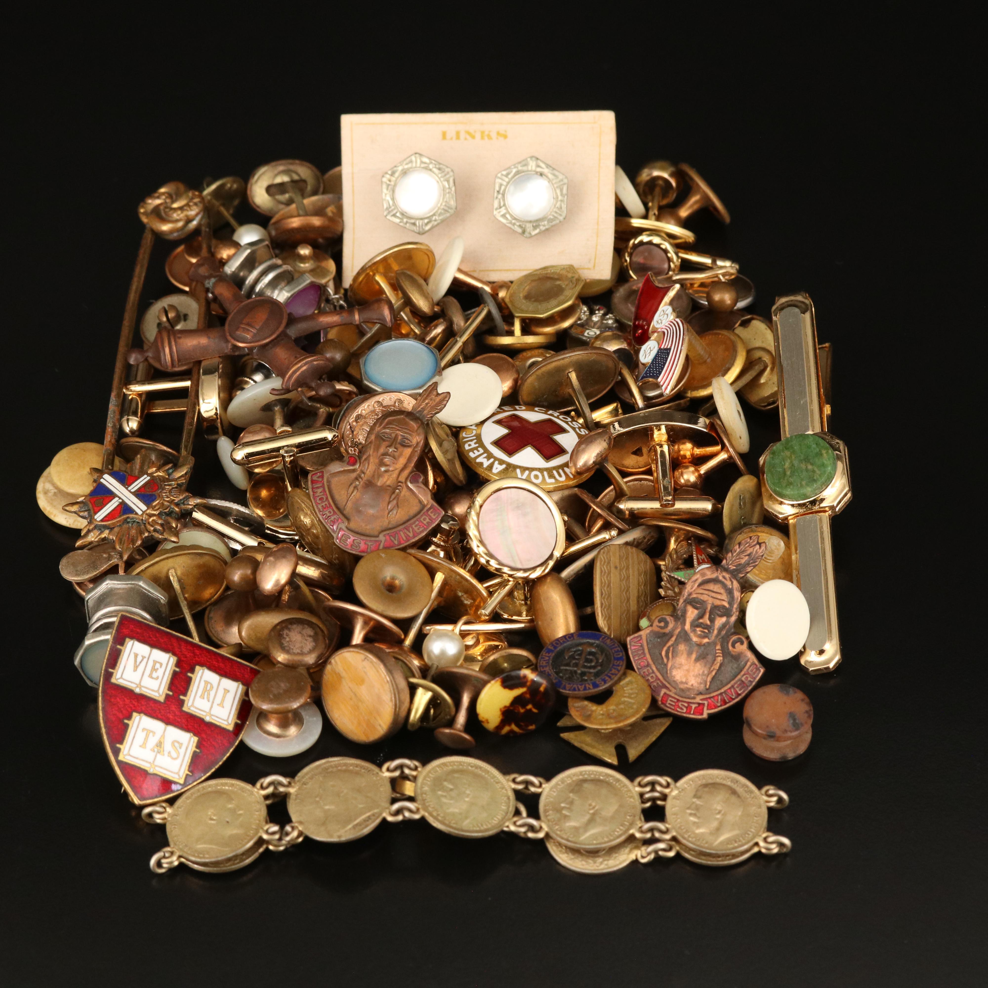 Vintage and Antique Jewelry Featuring Cufflinks and Tie Tacks
