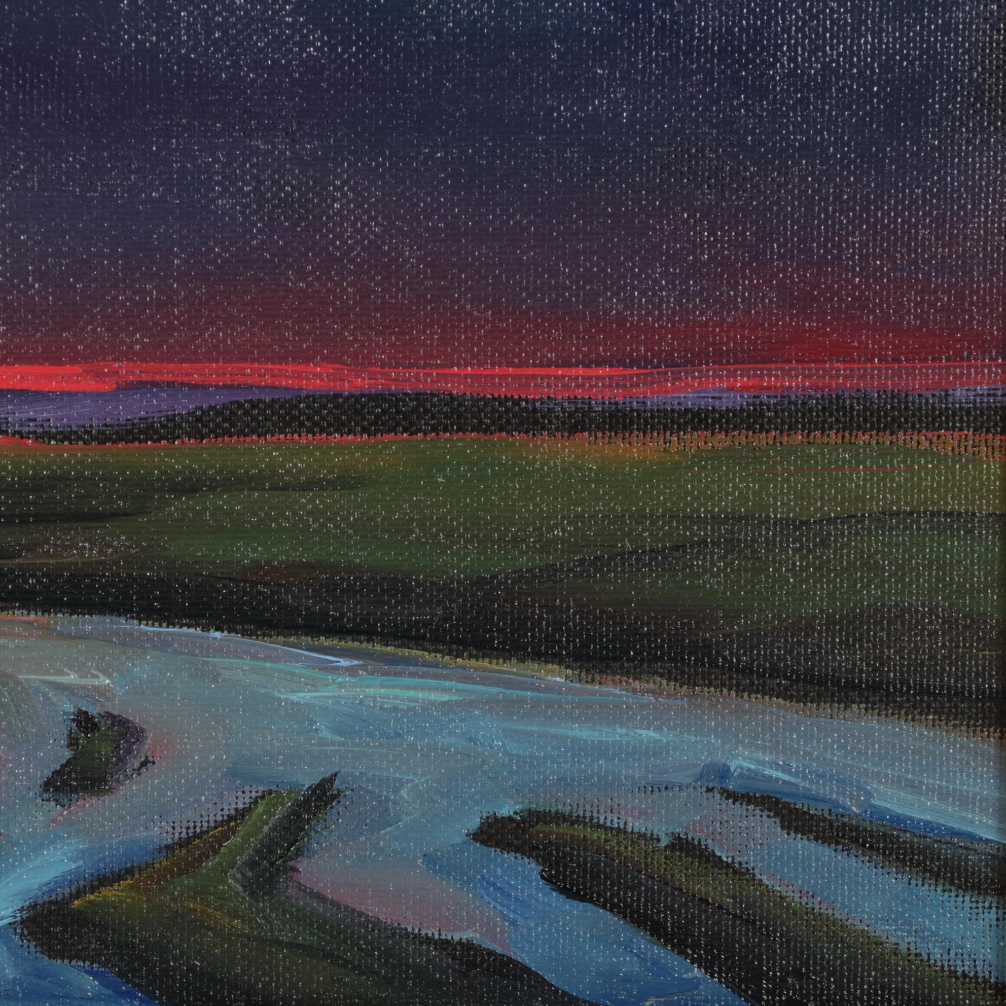 William Hawkins Landscape Oil Painting of River Delta at Twilight, 2021