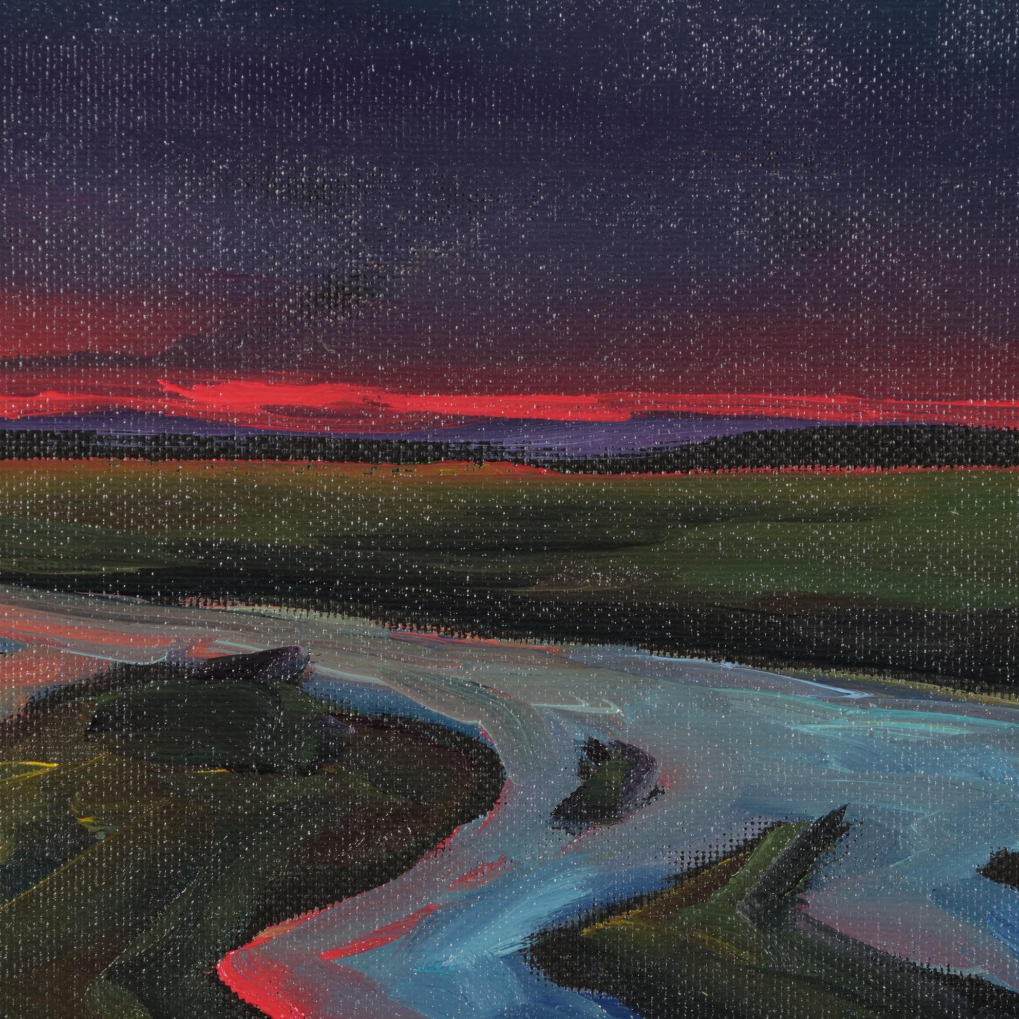 William Hawkins Landscape Oil Painting of River Delta at Twilight, 2021
