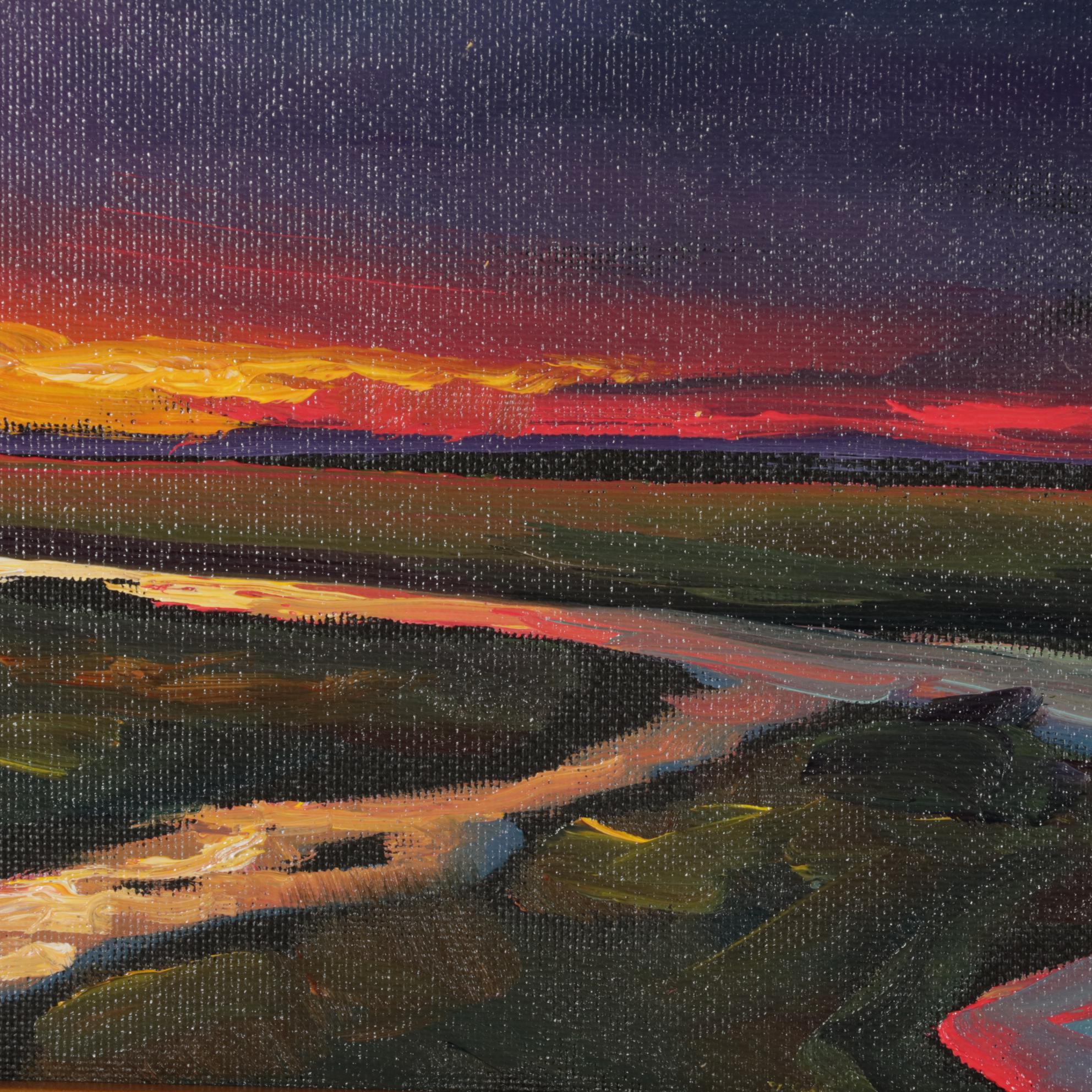 William Hawkins Landscape Oil Painting of River Delta at Twilight, 2021