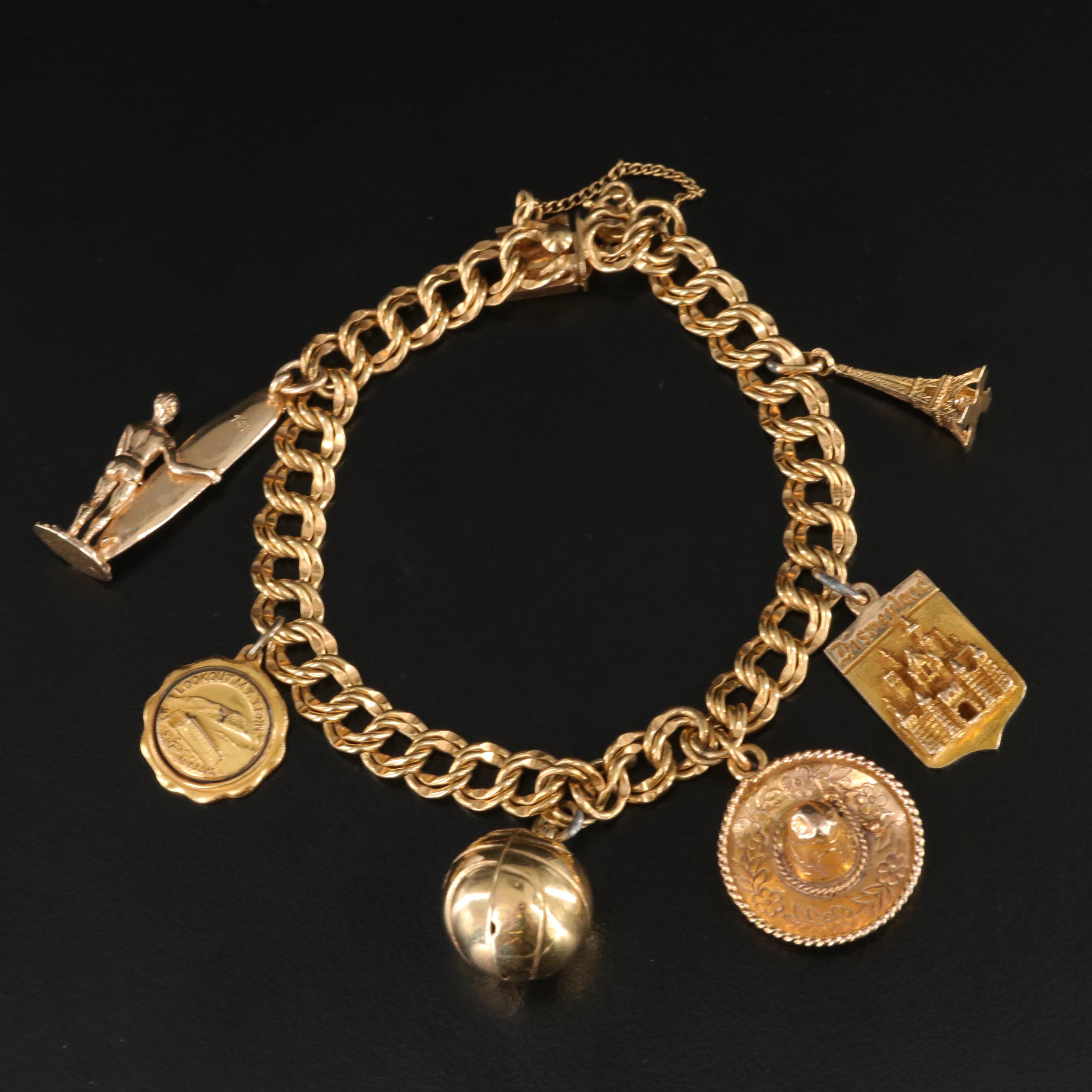 Mixed Gold Travel Charm Bracelet