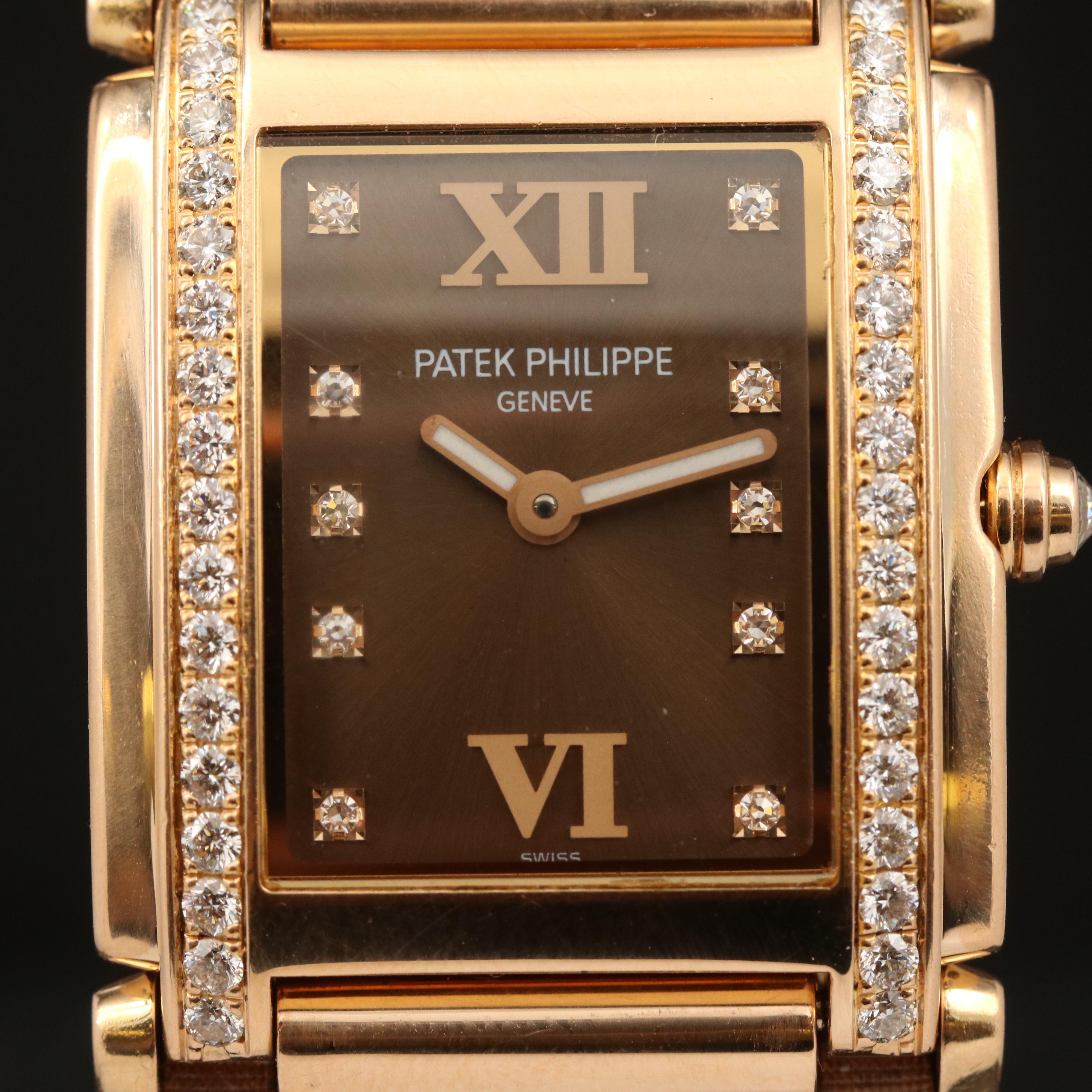 Patek Philippe 18K Diamond Dial, Bezel and Crown Watch