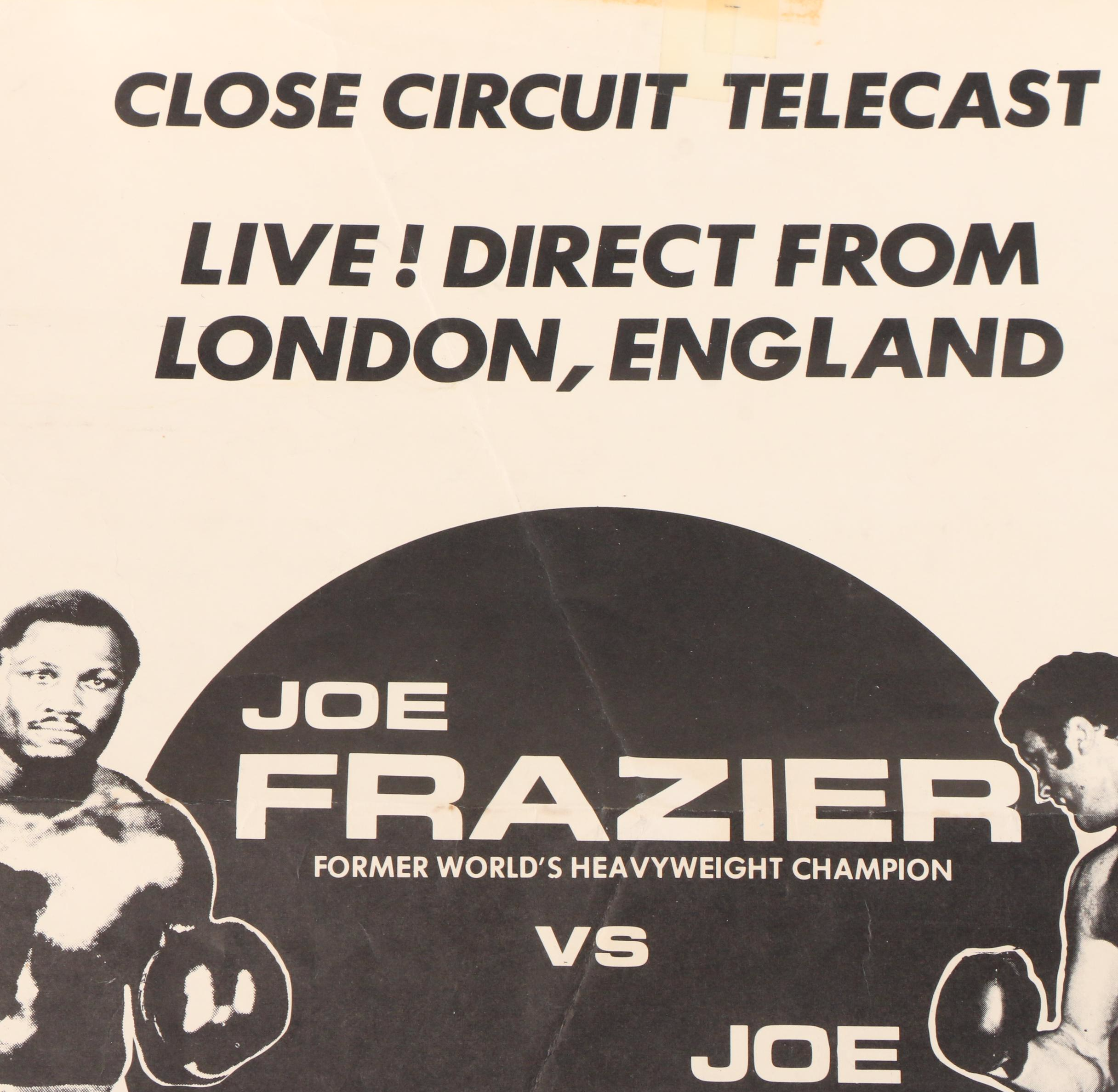 1973 Joe Frazier vs. Joe Bugner Close Circuit Telecast London Boxing Poster