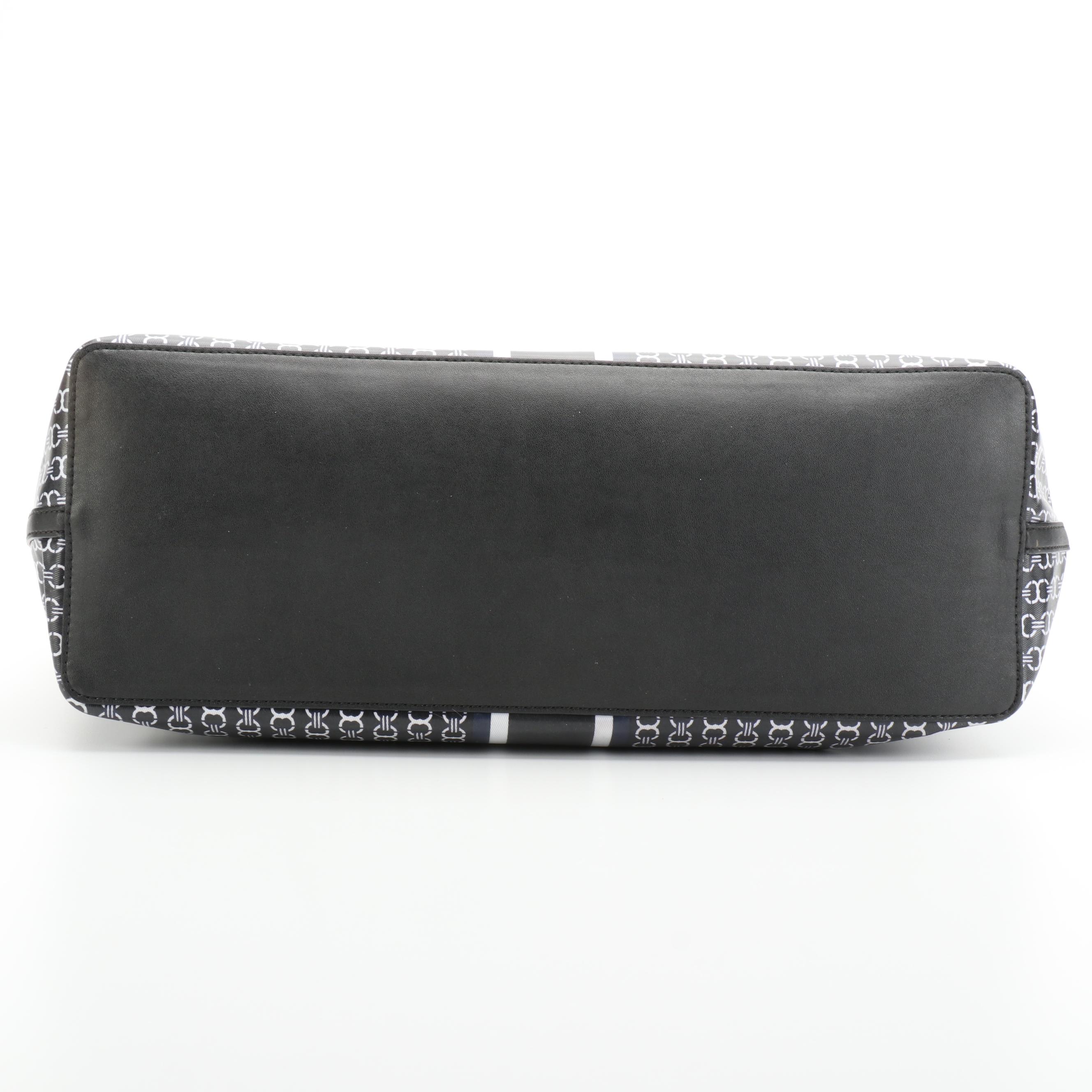 Tory Burch Logo Coated Canvas and Leather Tote