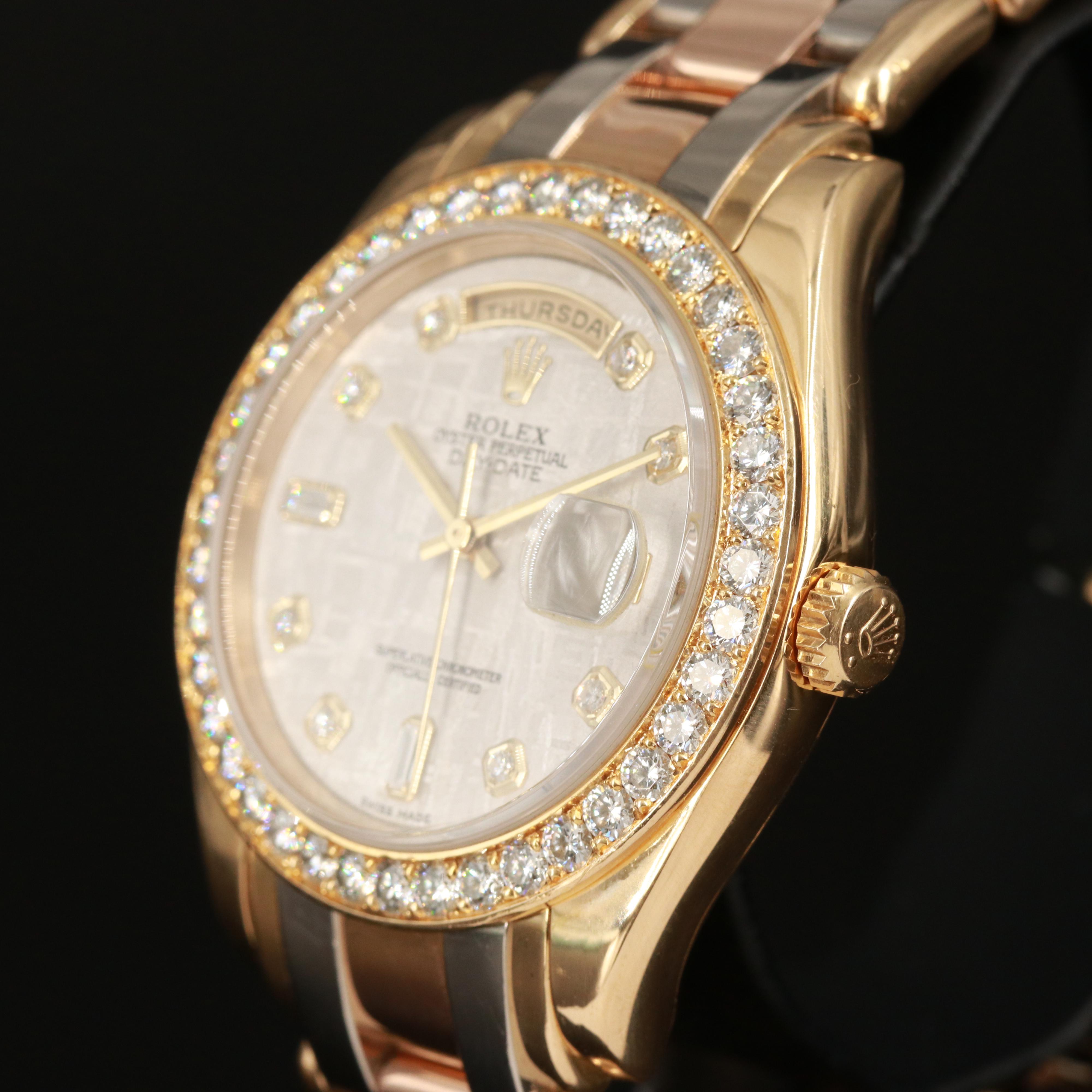Rolex Day-Date Tridor Masterpiece Factory Meteorite Diamond Dial and Bezel Watch
