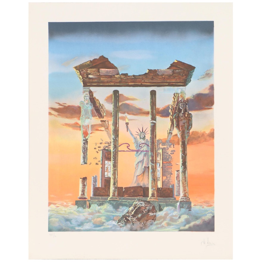 Jacqueline Ripstien Surreal Lithograph "Future of the Past"