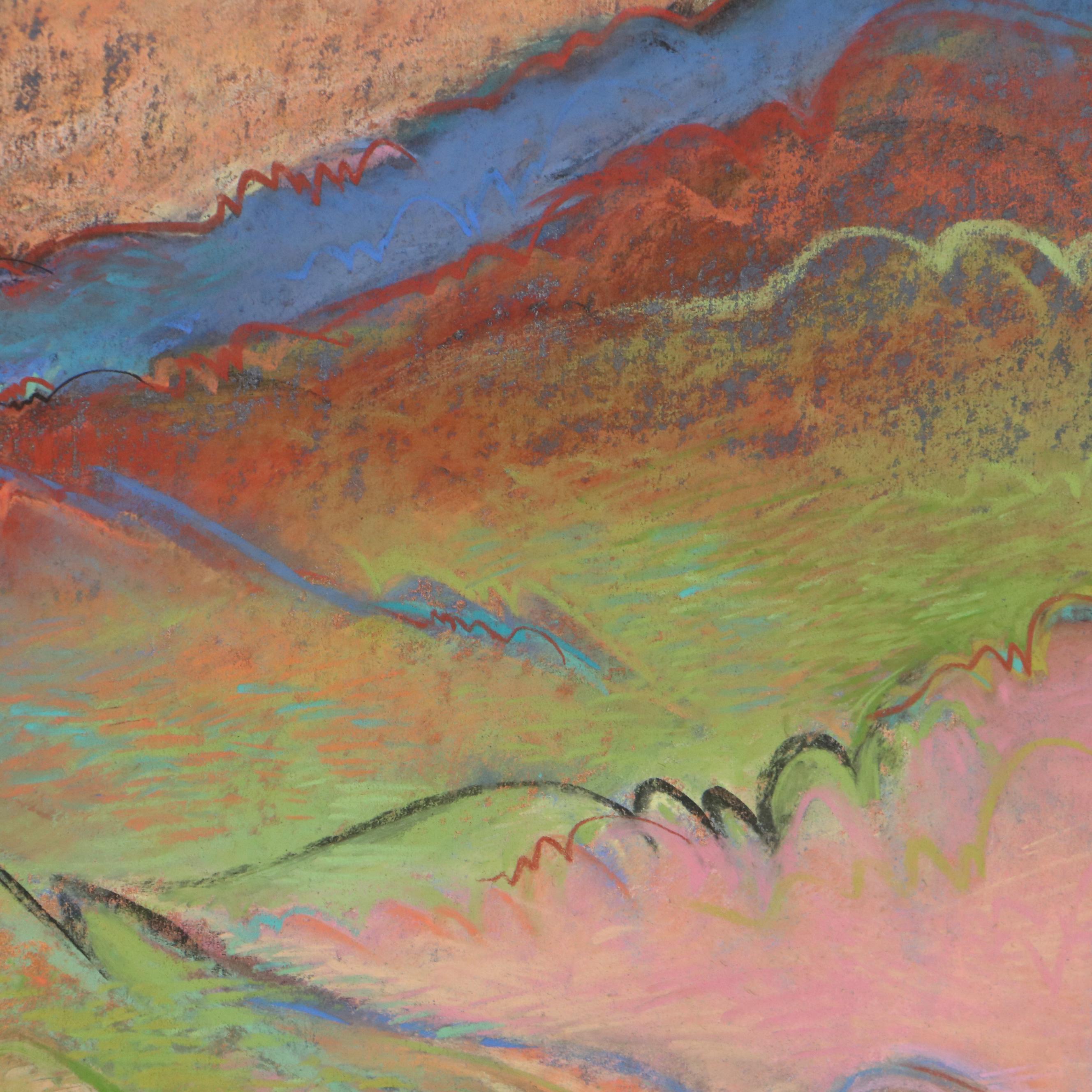 Robert Domin Landscape Pastel Drawing