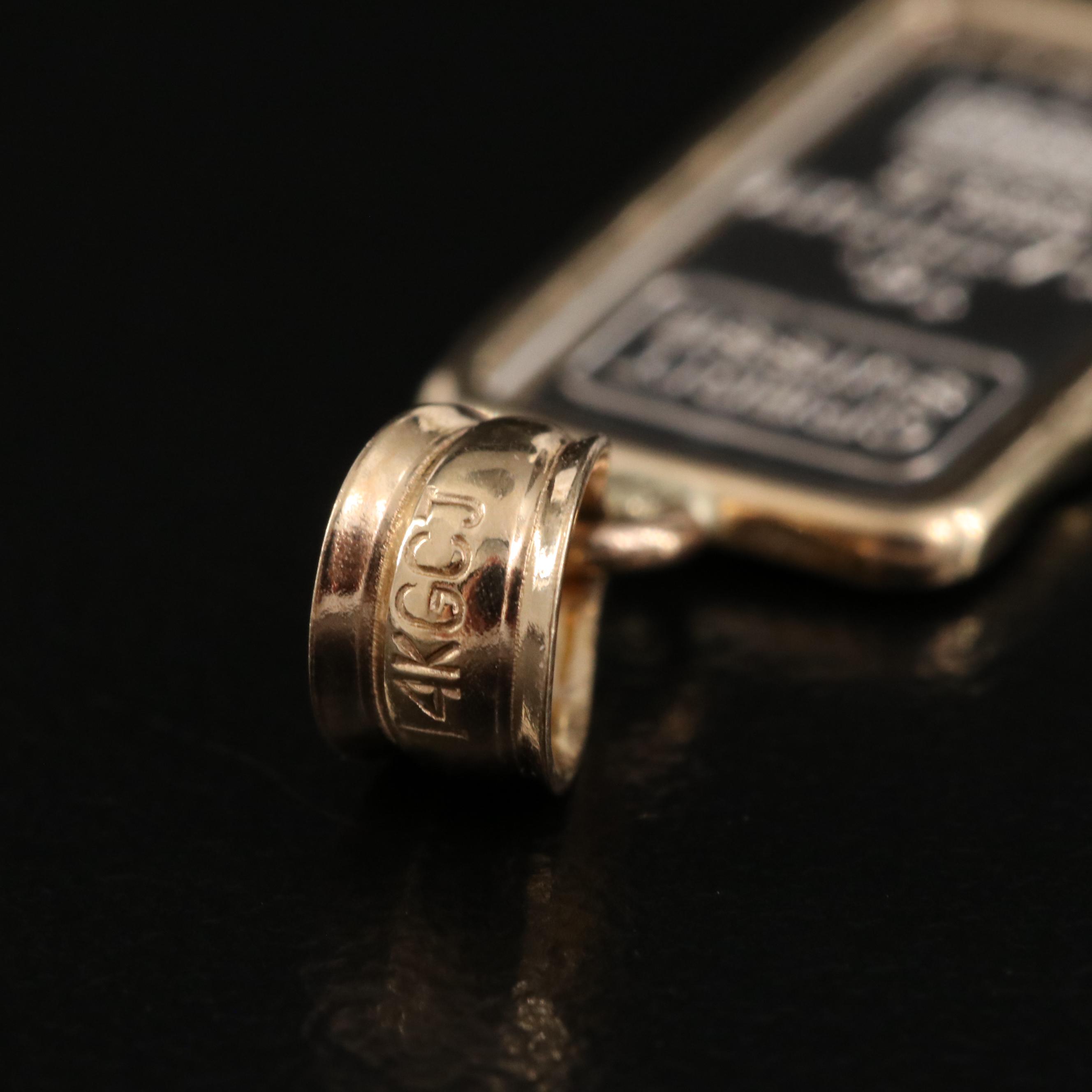 Credit Suisse Liberty Platinum Ingot in 14K Pendant Bezel