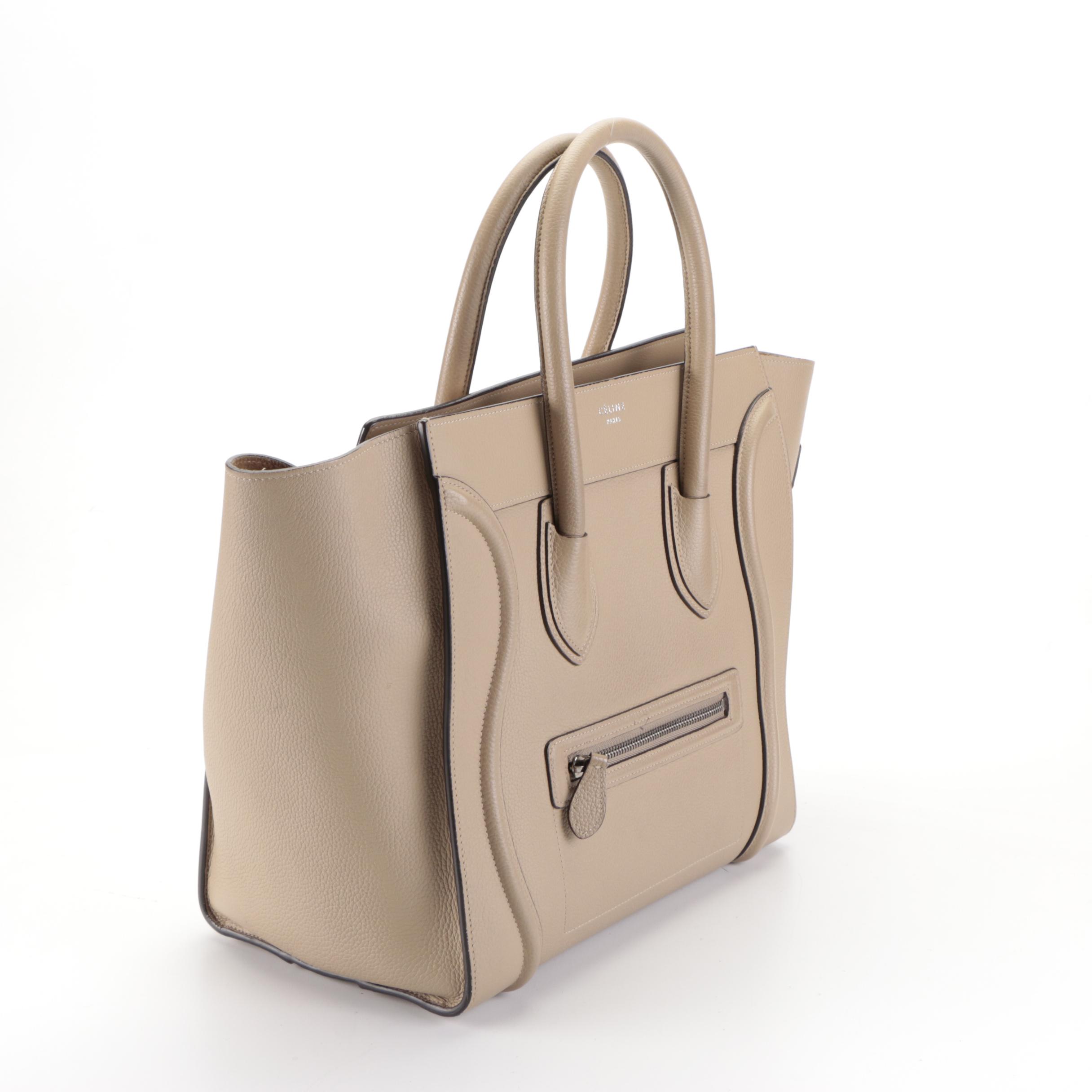 Celine Mini Luggage Tote in Taupe Calfskin Leather