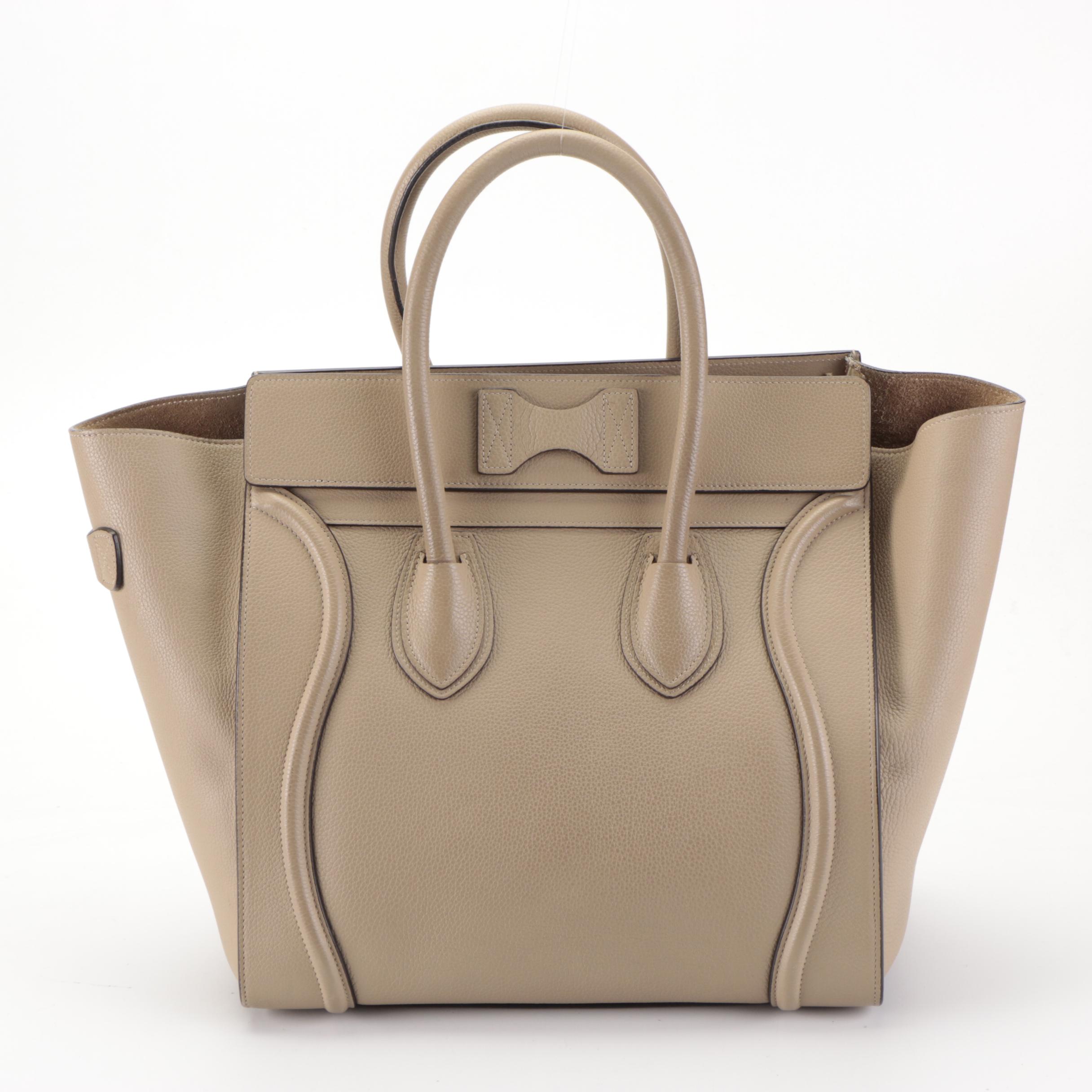 Celine Mini Luggage Tote in Taupe Calfskin Leather