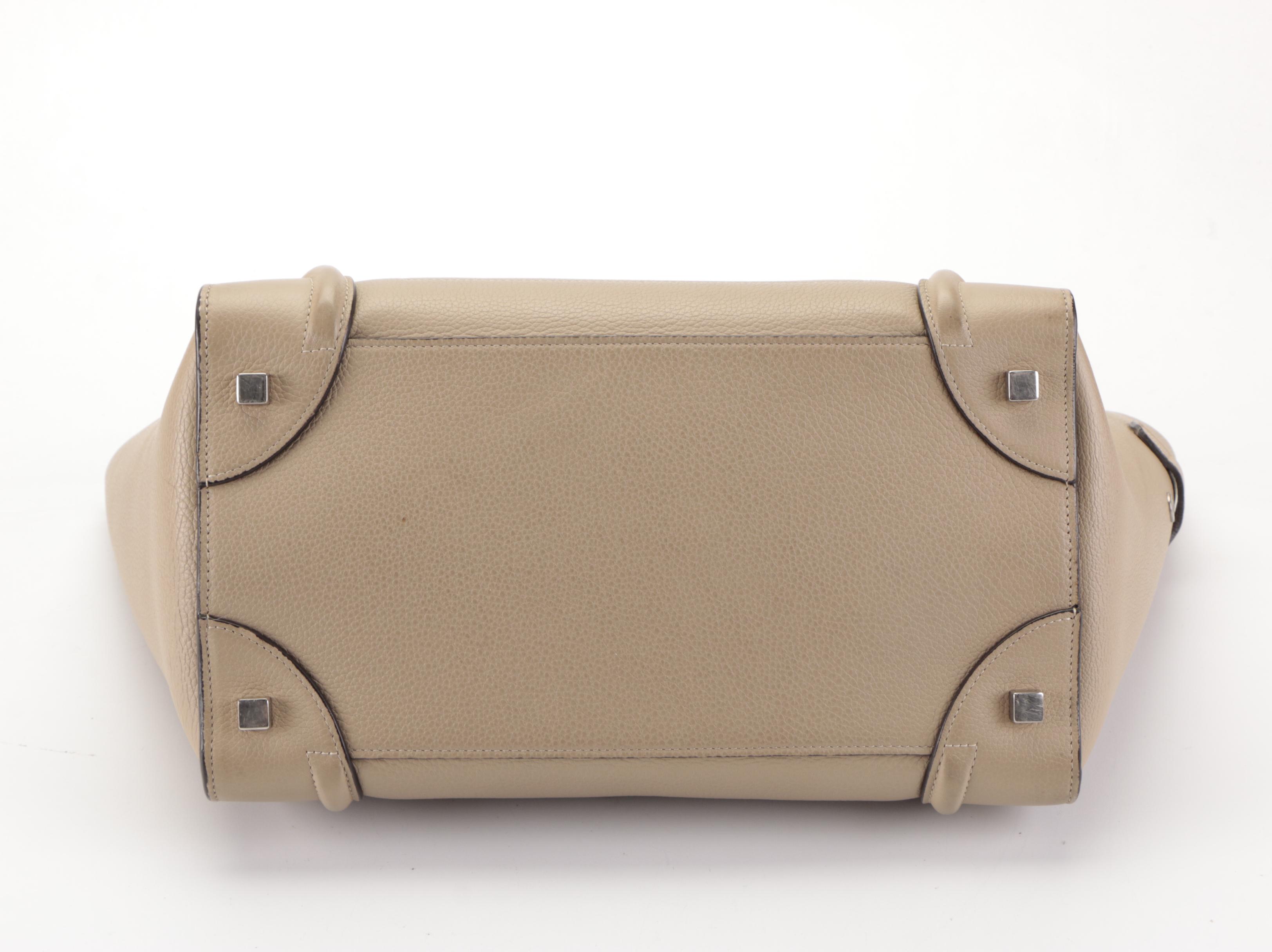 Celine Mini Luggage Tote in Taupe Calfskin Leather