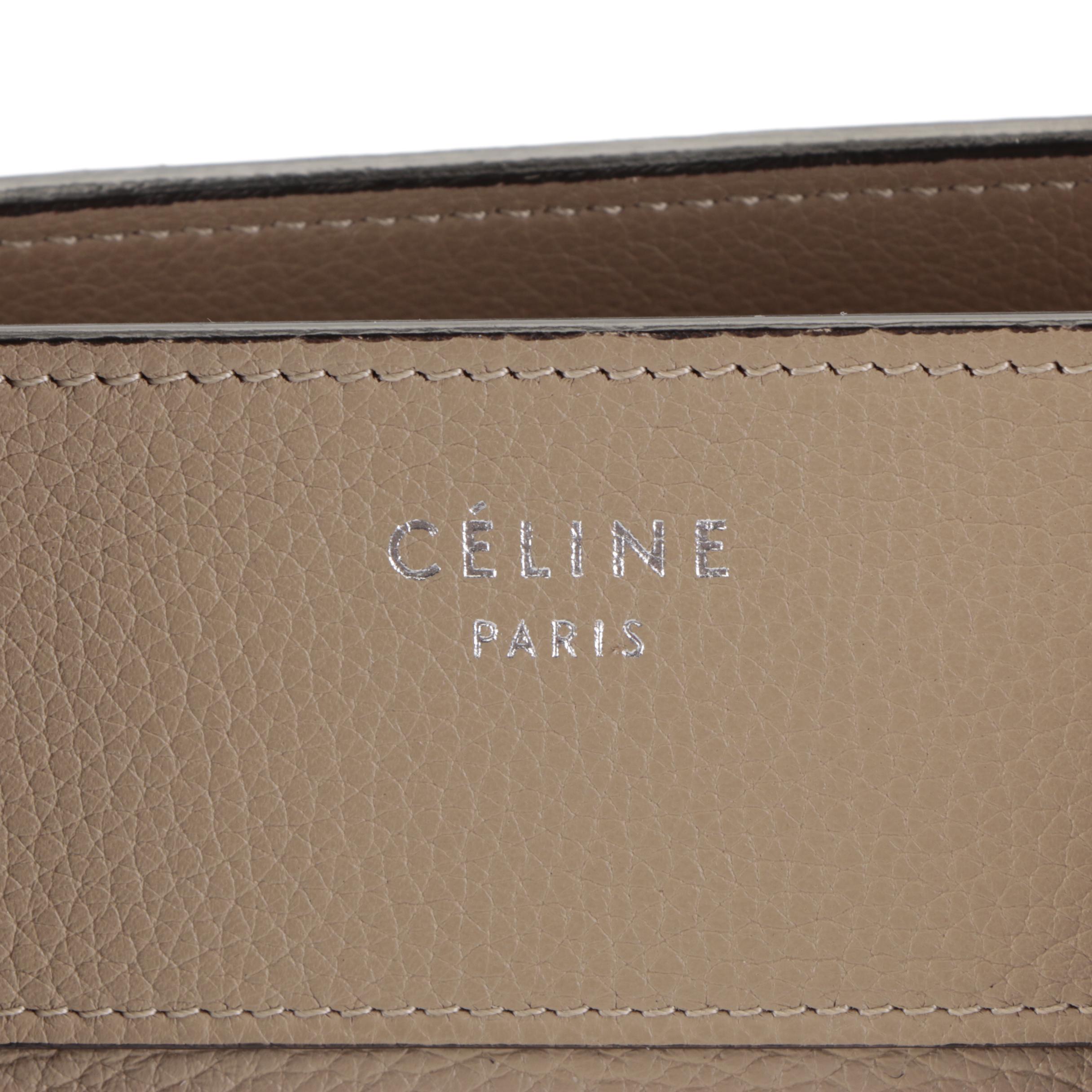 Celine Mini Luggage Tote in Taupe Calfskin Leather