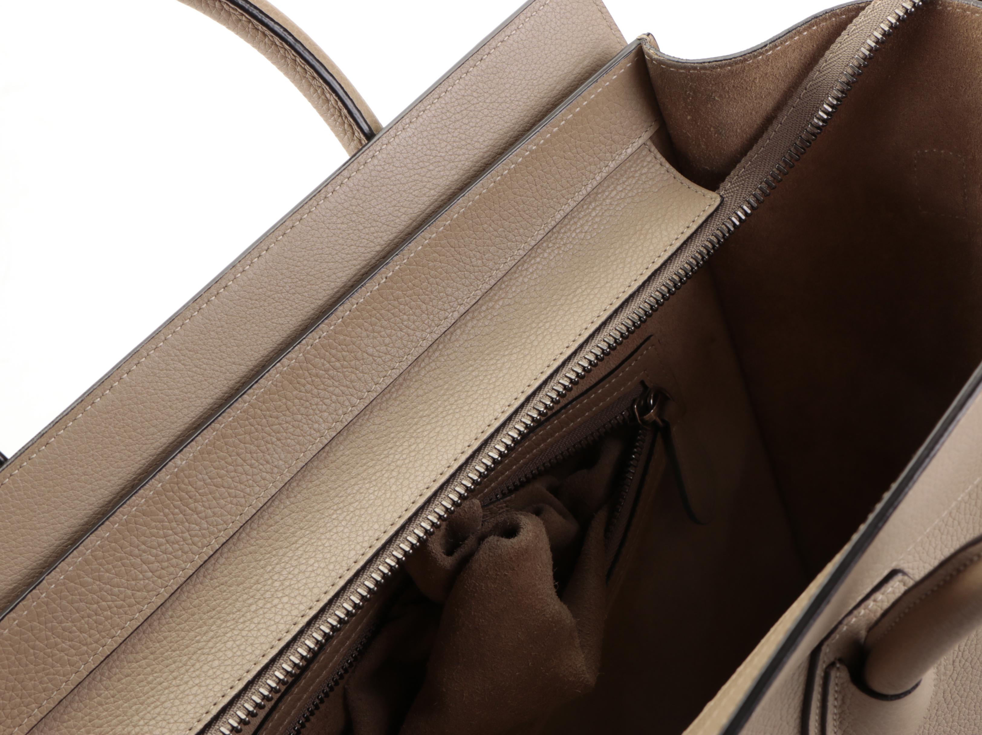 Celine Mini Luggage Tote in Taupe Calfskin Leather