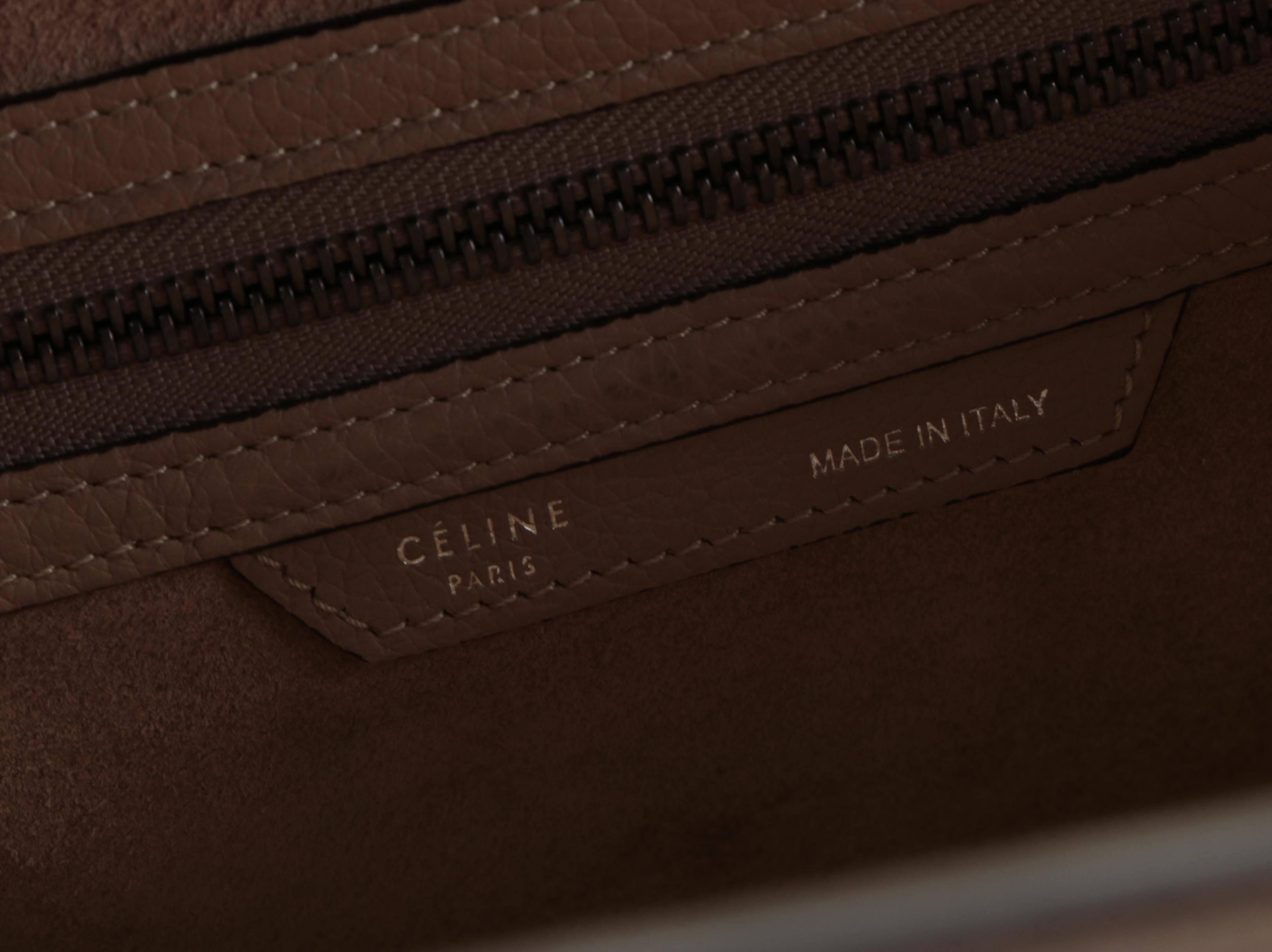 Celine Mini Luggage Tote in Taupe Calfskin Leather