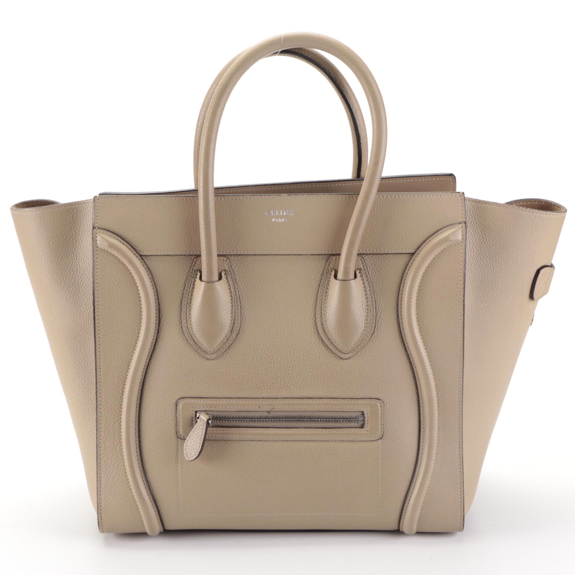 Celine Mini Luggage Tote in Taupe Calfskin Leather